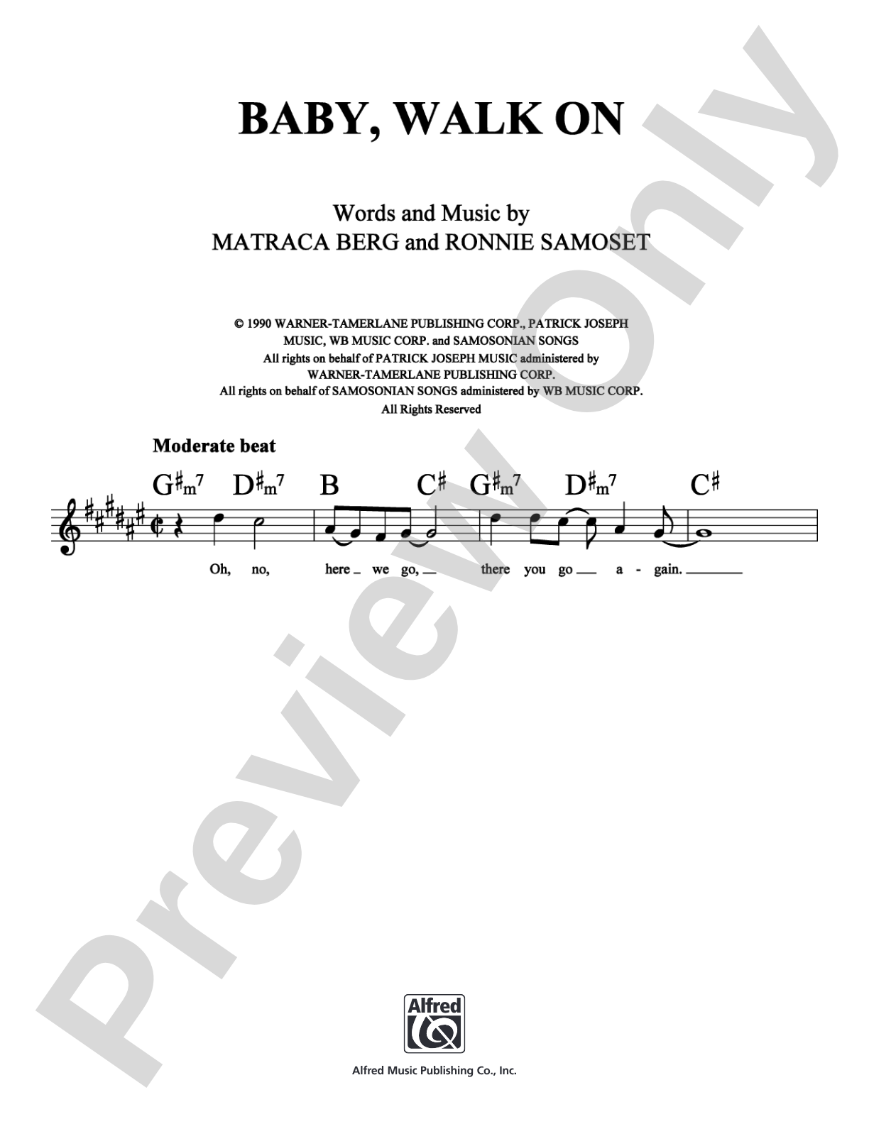 Baby, Walk On: Lead Sheet Digital Sheet Music