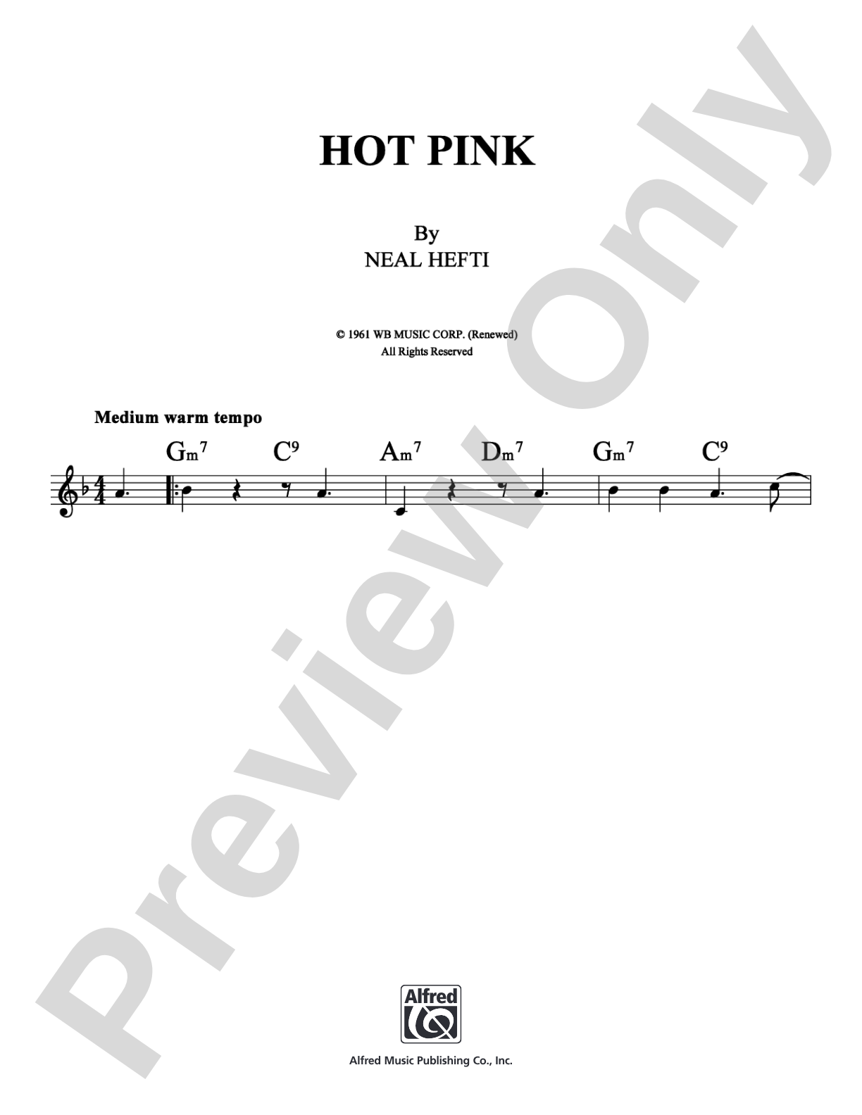 Hot Pink: Lead Sheet Digital Sheet Music