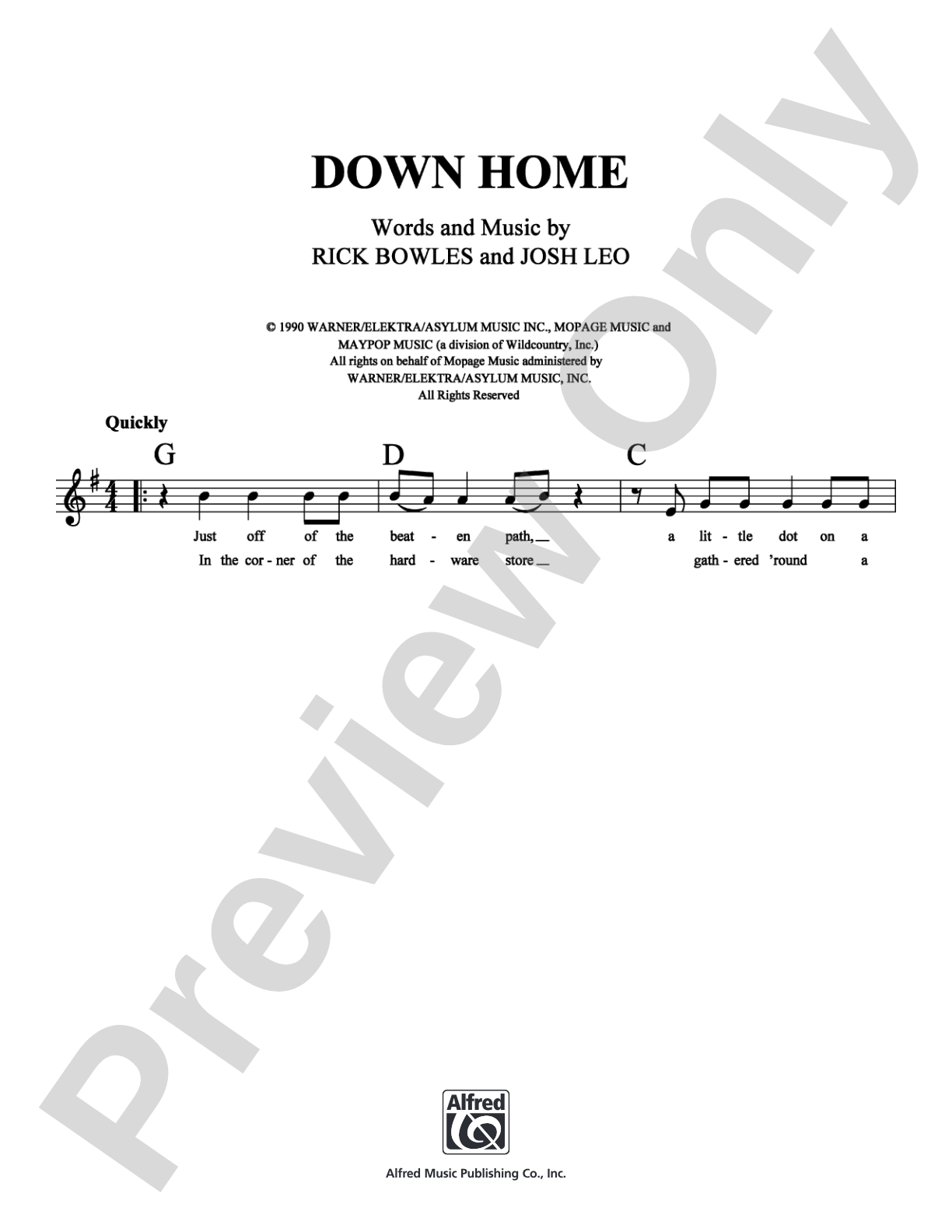 Down Home: Lead Sheet Digital Sheet Music
