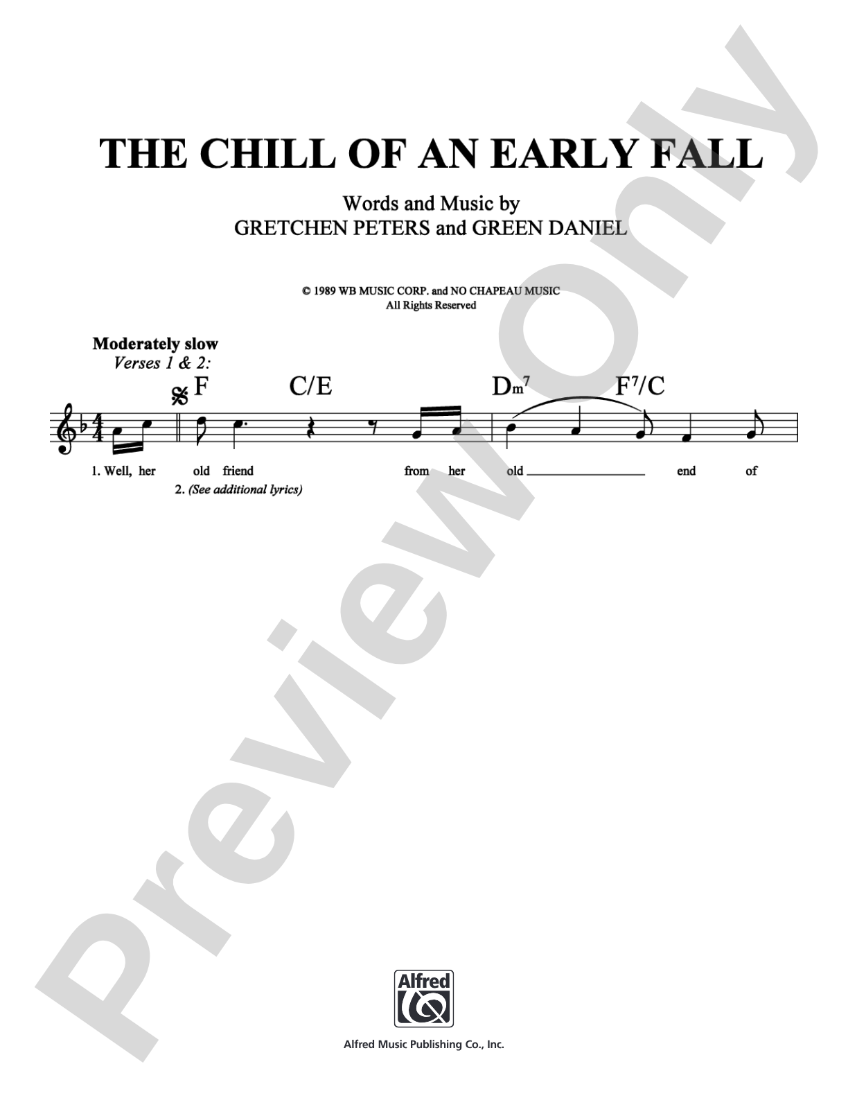 The Chill of an Early Fall: Lead Sheet Digital Sheet Music