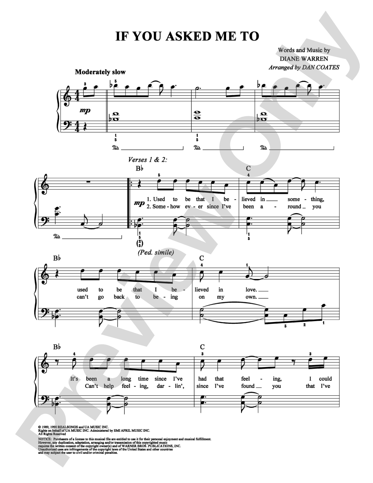 If You Asked Me To: Easy Piano Digital Sheet Music