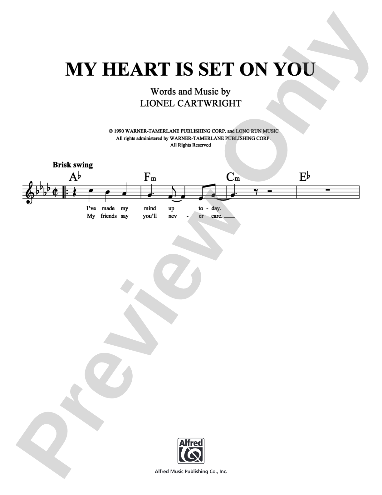 My Heart Is Set on You: Lead Sheet Digital Sheet Music