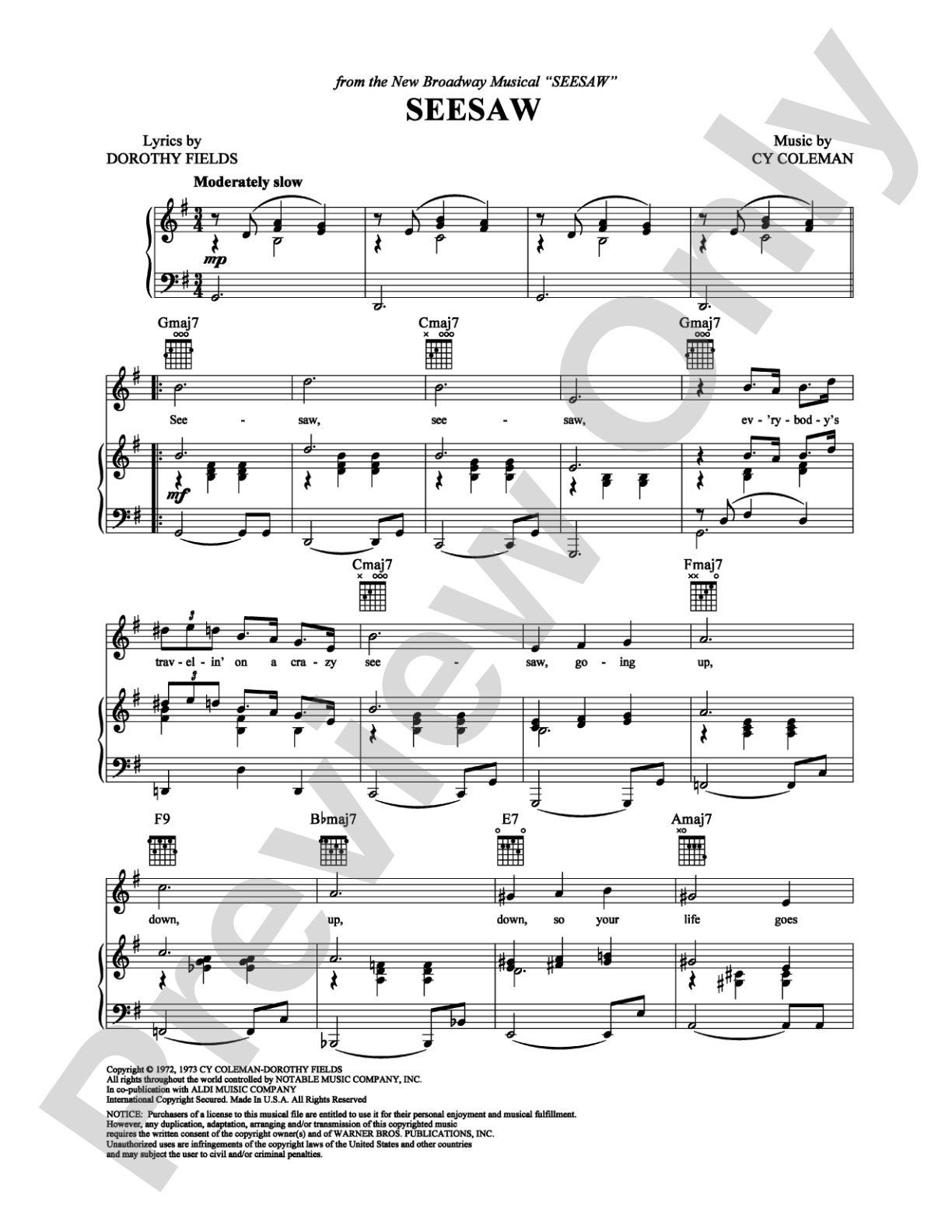 Seesaw: Piano/Vocal/Chords Digital Sheet Music
