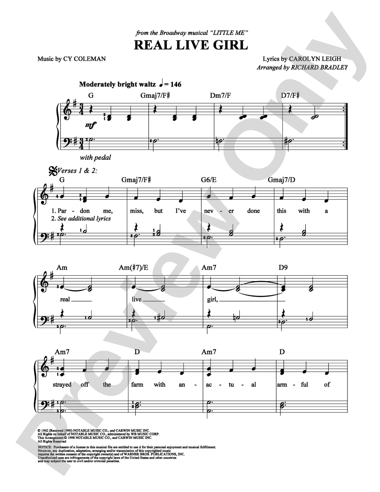 Real Live Girl: Easy Piano Digital Sheet Music