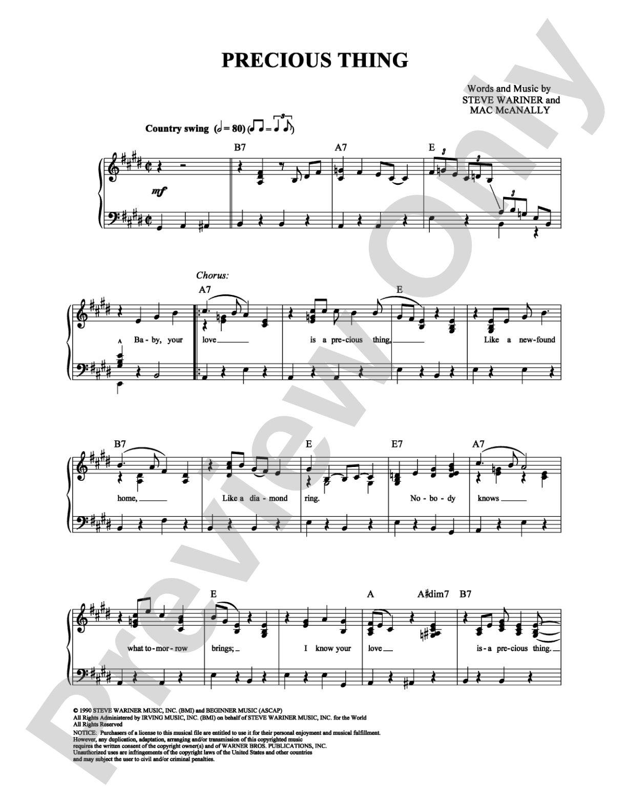 Precious Thing: Piano/Vocal/Chords Digital Sheet Music