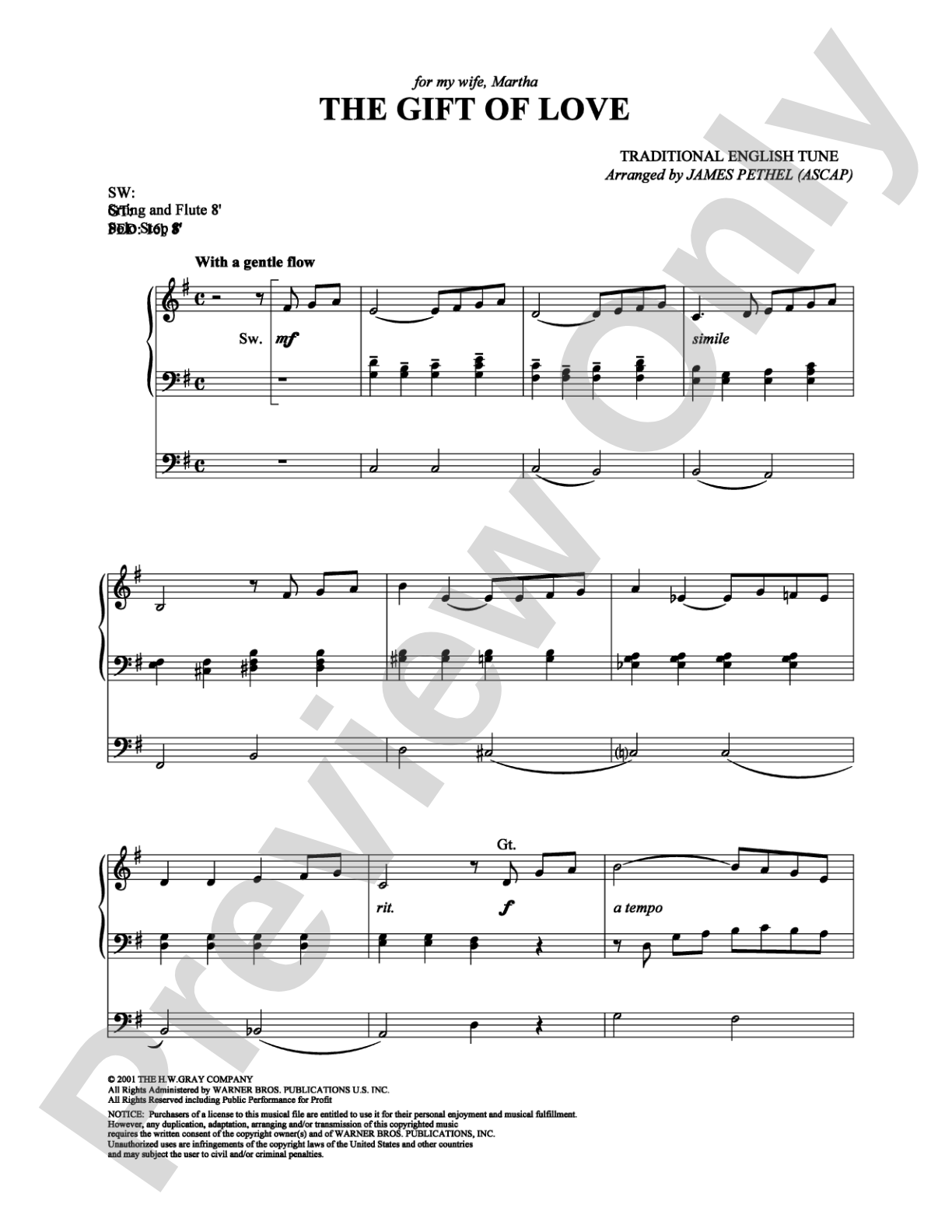 The Gift of Love: Organ Digital Sheet Music