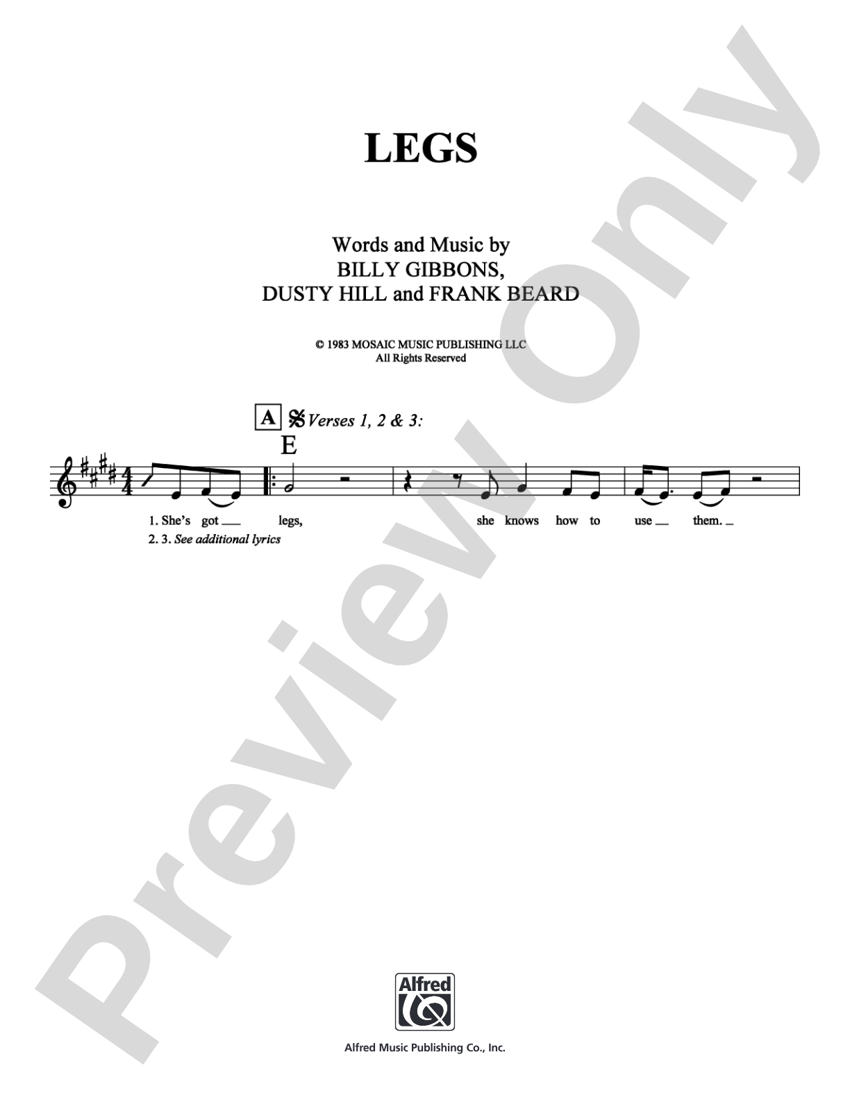 Legs: Lead Sheet Digital Sheet Music