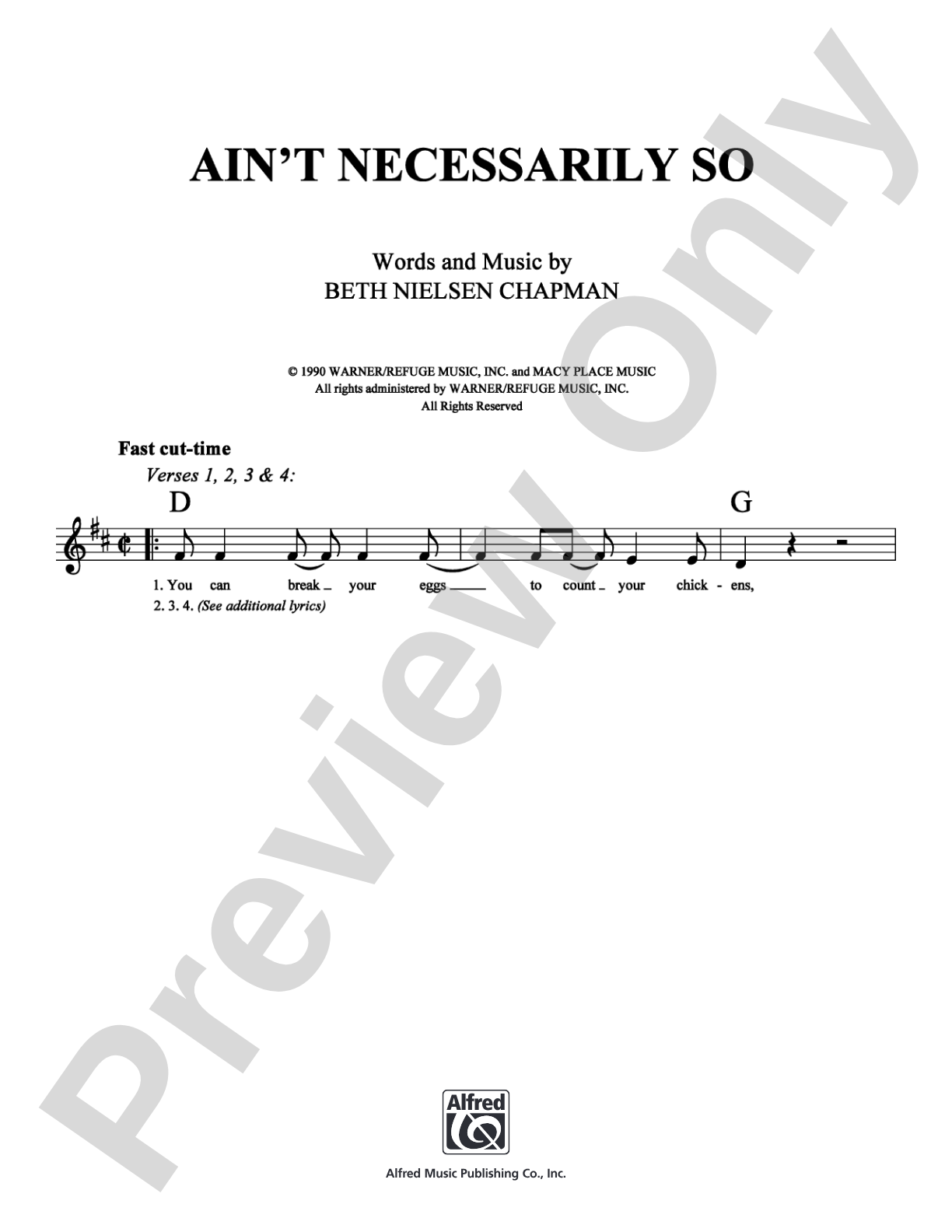 Ain't Necessarily So: Lead Sheet Digital Sheet Music