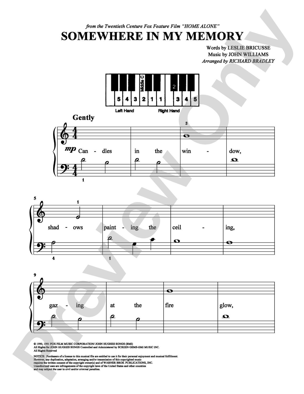 Somewhere in My Memory: Easy Piano Digital Sheet Music