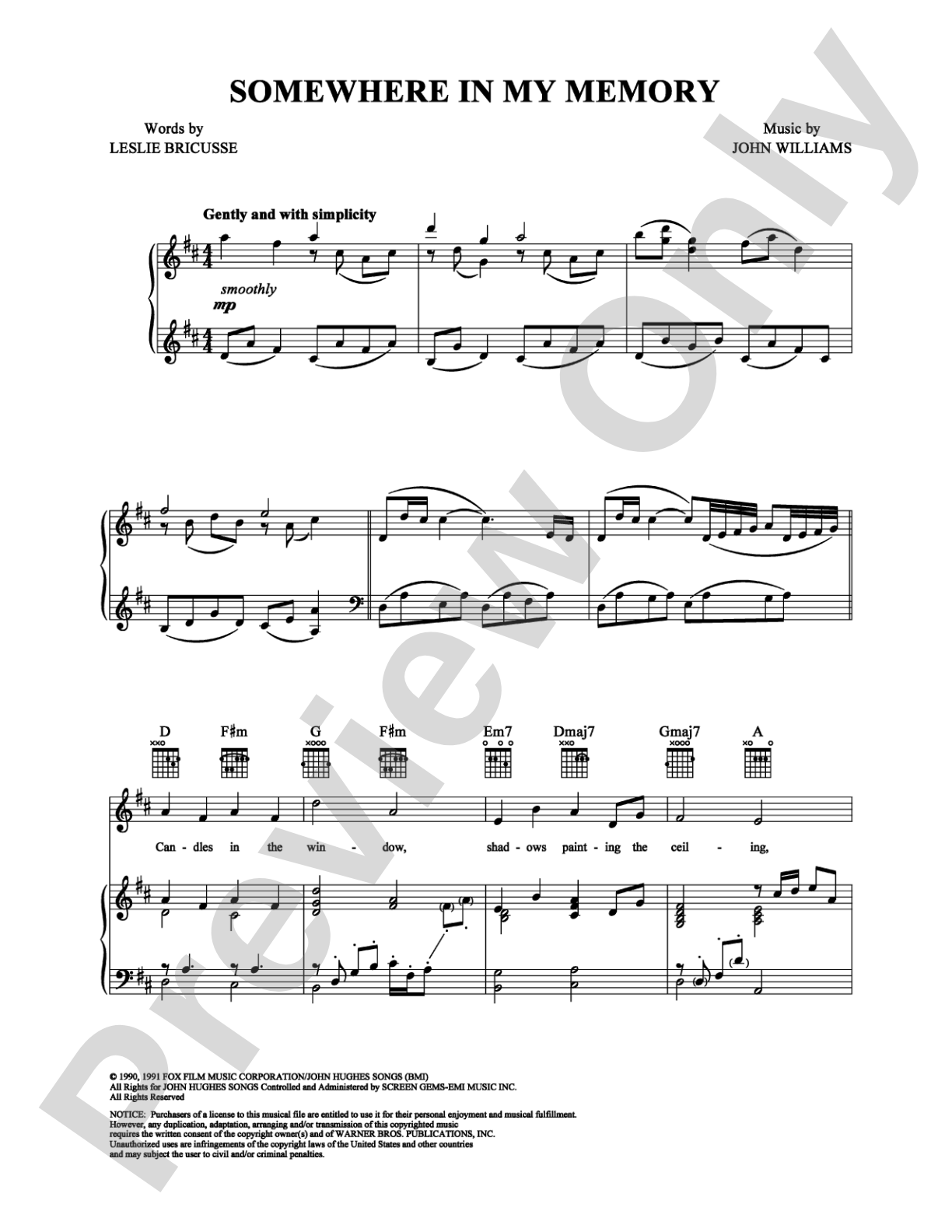 Somewhere in My Memory: Piano/Vocal/Chords Digital Sheet Music