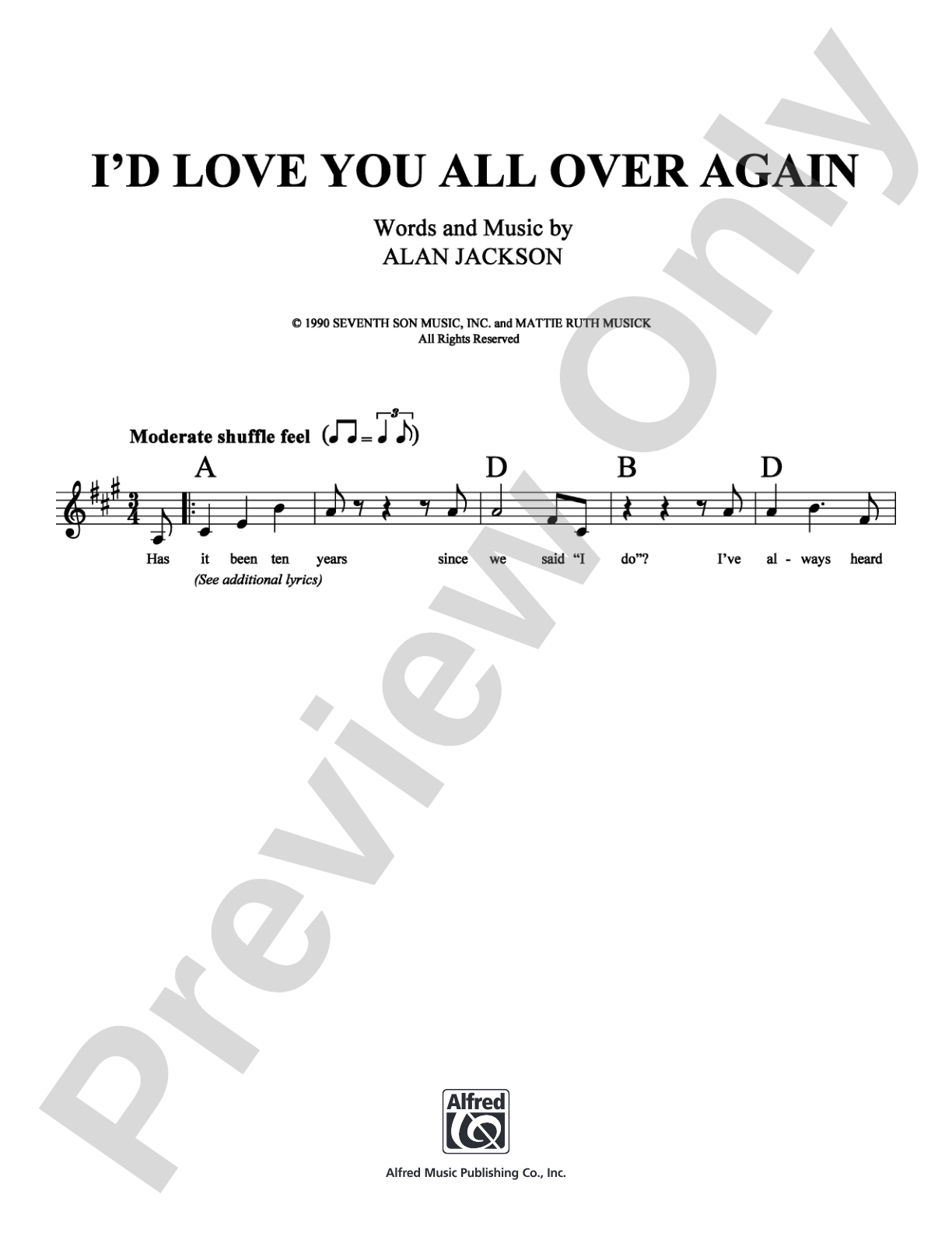 I'd Love You All Over Again: Lead Sheet Digital Sheet Music