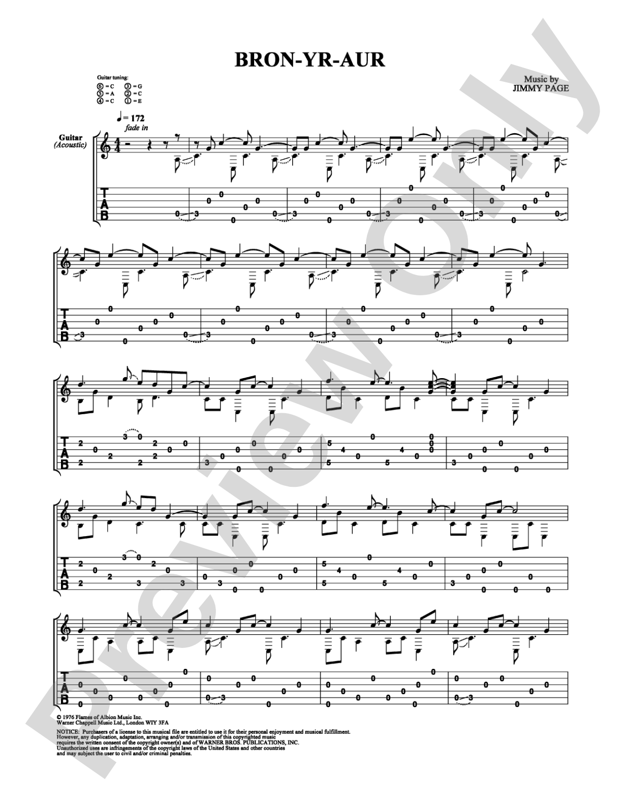 Bron-Yr-Aur: Guitar TAB Digital Sheet Music