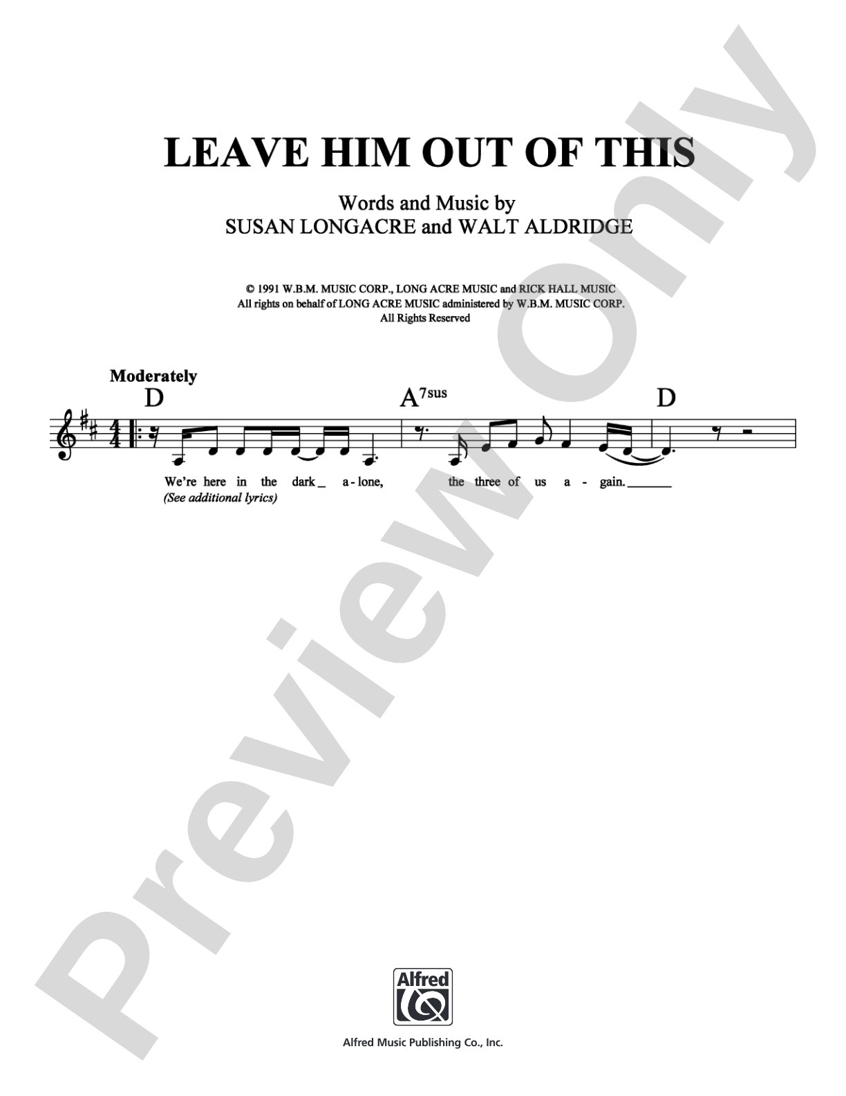Leave Him Out of This: Lead Sheet Digital Sheet Music