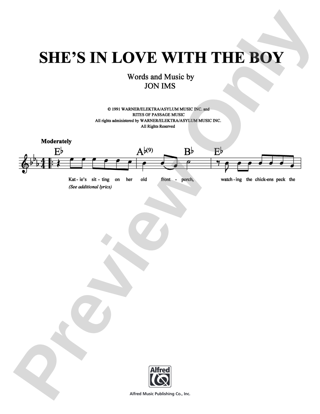 She's In Love With the Boy: Lead Sheet Digital Sheet Music