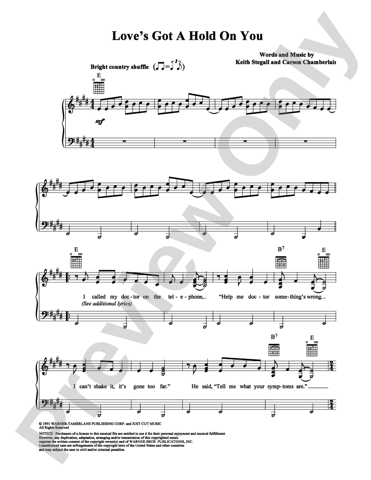 Love's Got A Hold On You: Piano/Vocal/Chords Digital Sheet Music