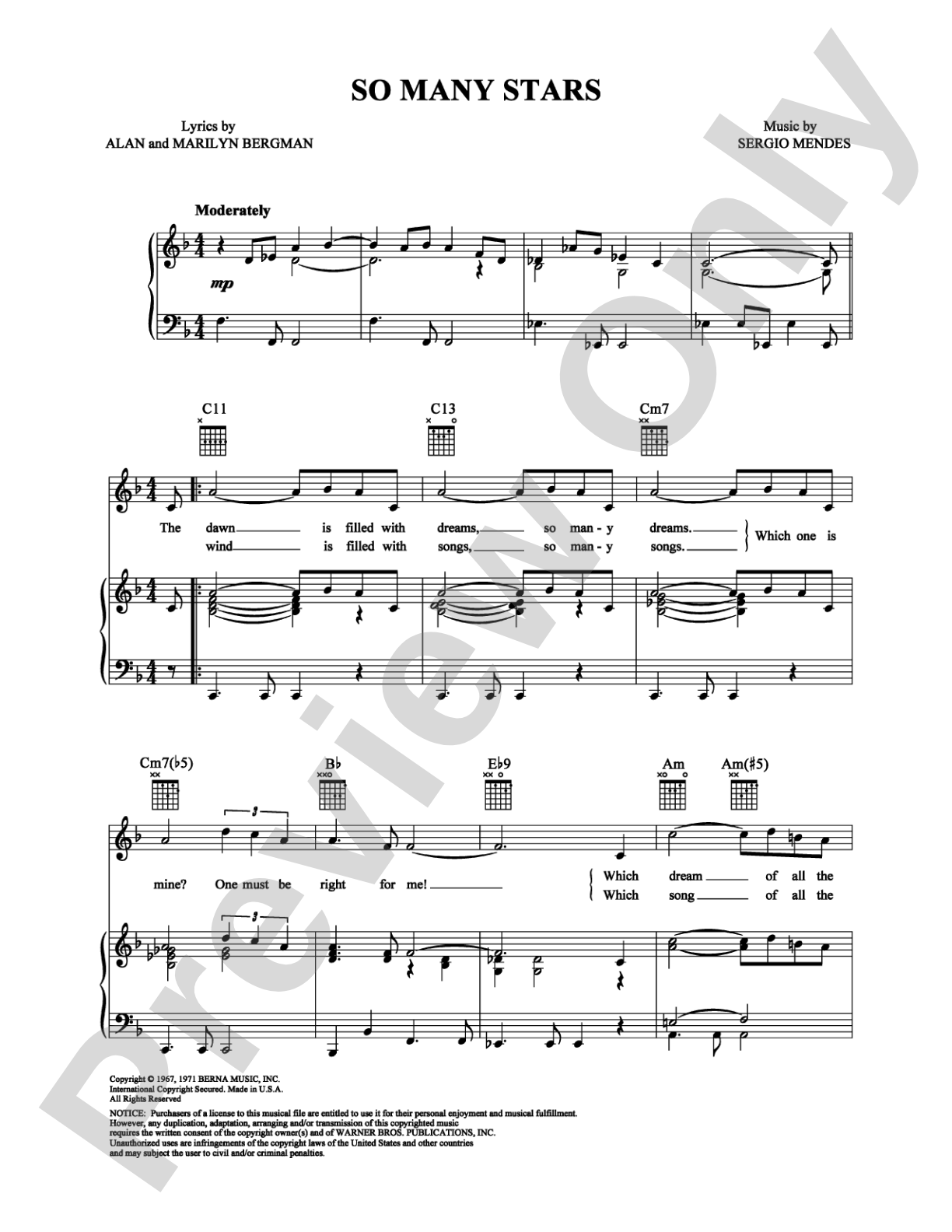 So Many Stars: Piano/Vocal/Chords Digital Sheet Music