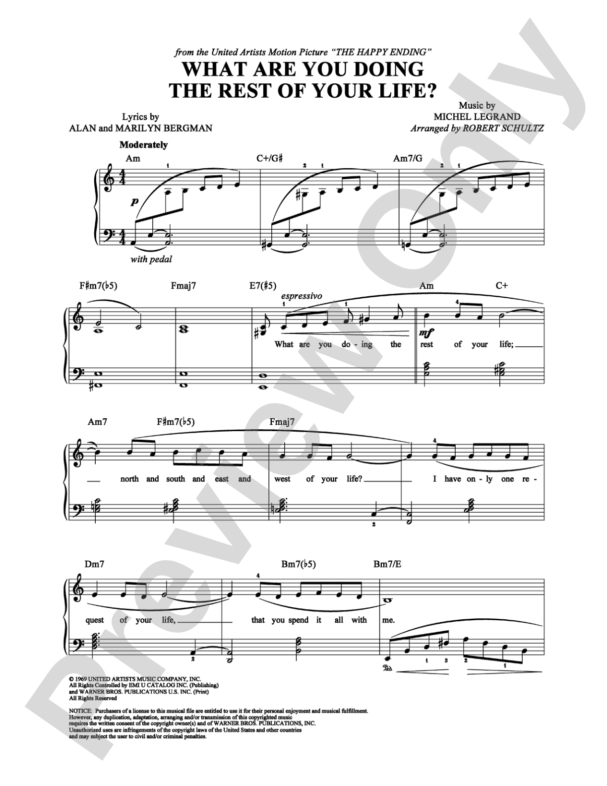 What Are You Doing the Rest of Your Life?: Piano/Vocal/Chords Digital Sheet Music
