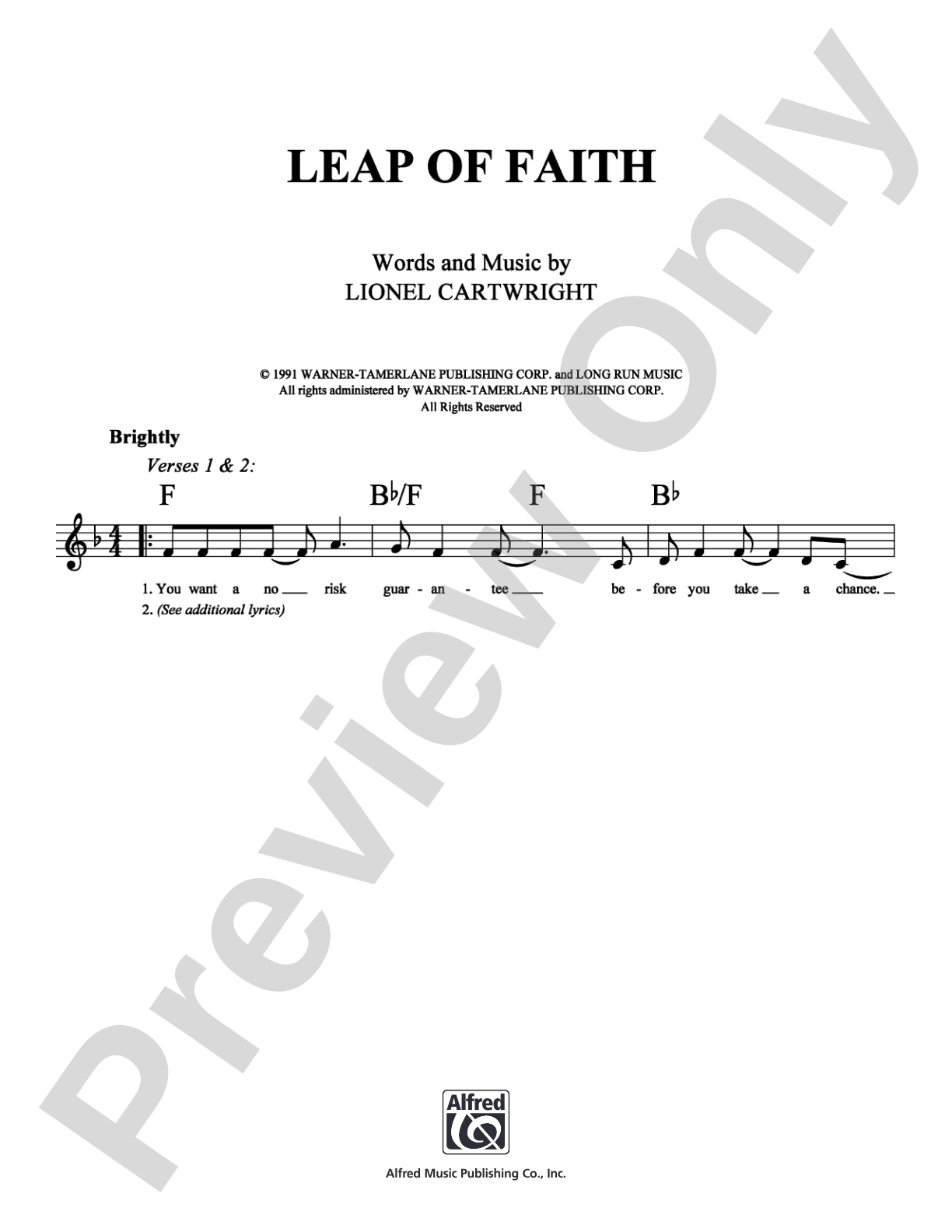 Leap of Faith: Lead Sheet Digital Sheet Music