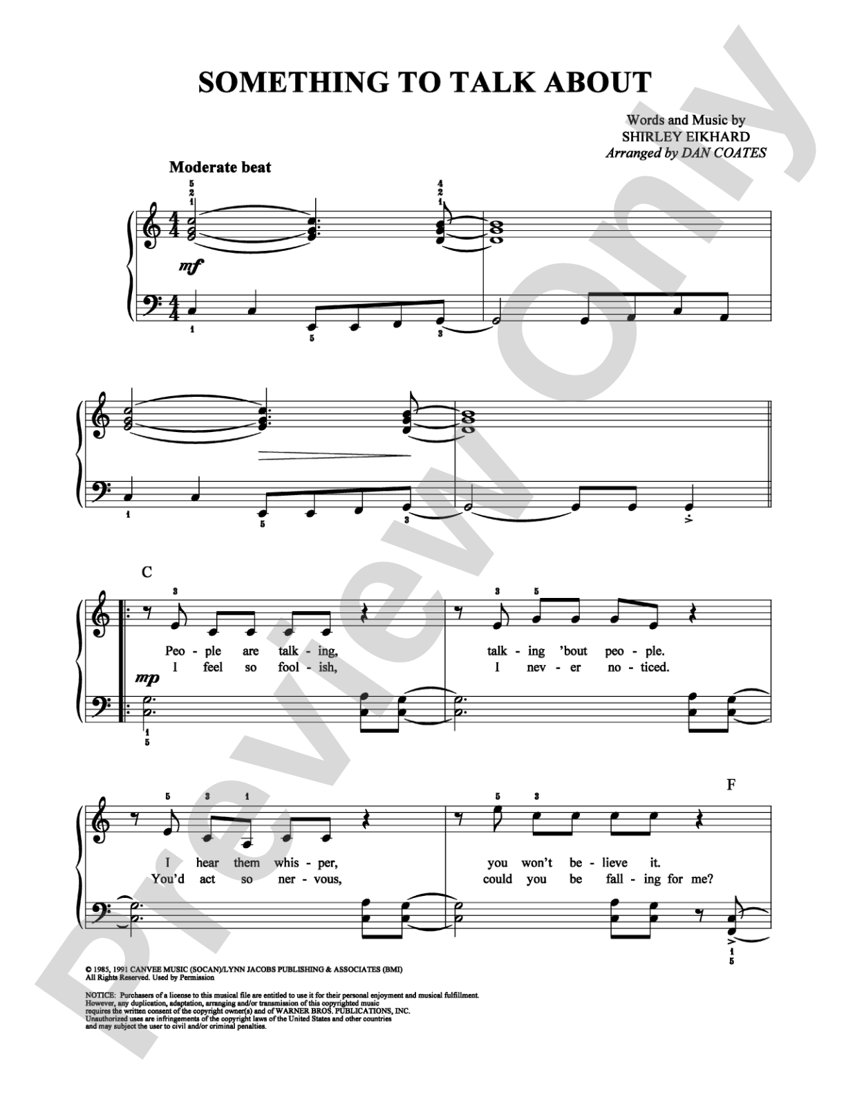 Something to Talk About: Easy Piano Digital Sheet Music