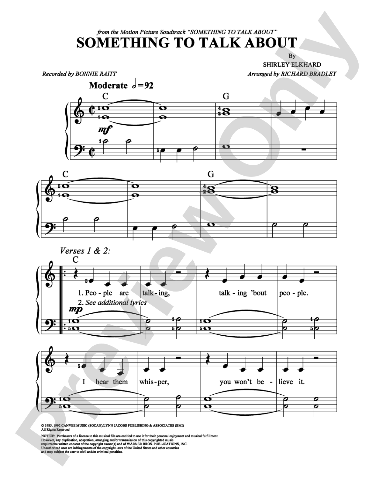 Something To Talk About: Easy Piano Digital Sheet Music