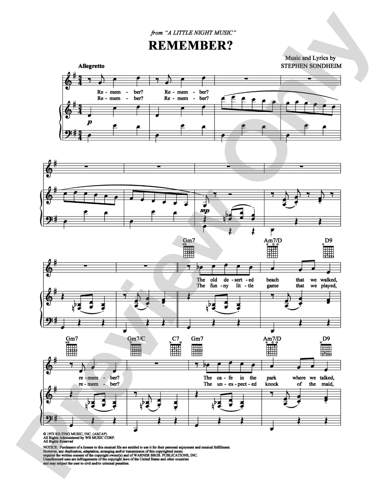 Remember?: Piano/Vocal/Chords Digital Sheet Music