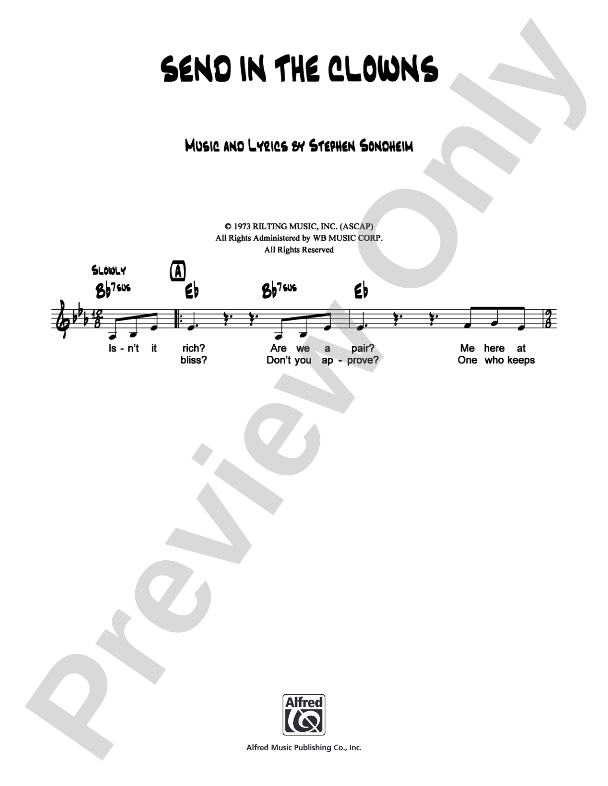 Send in the Clowns: Lead Sheet Digital Sheet Music