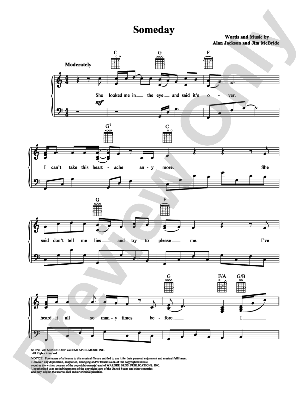 Someday: Piano/Vocal/Chords Digital Sheet Music
