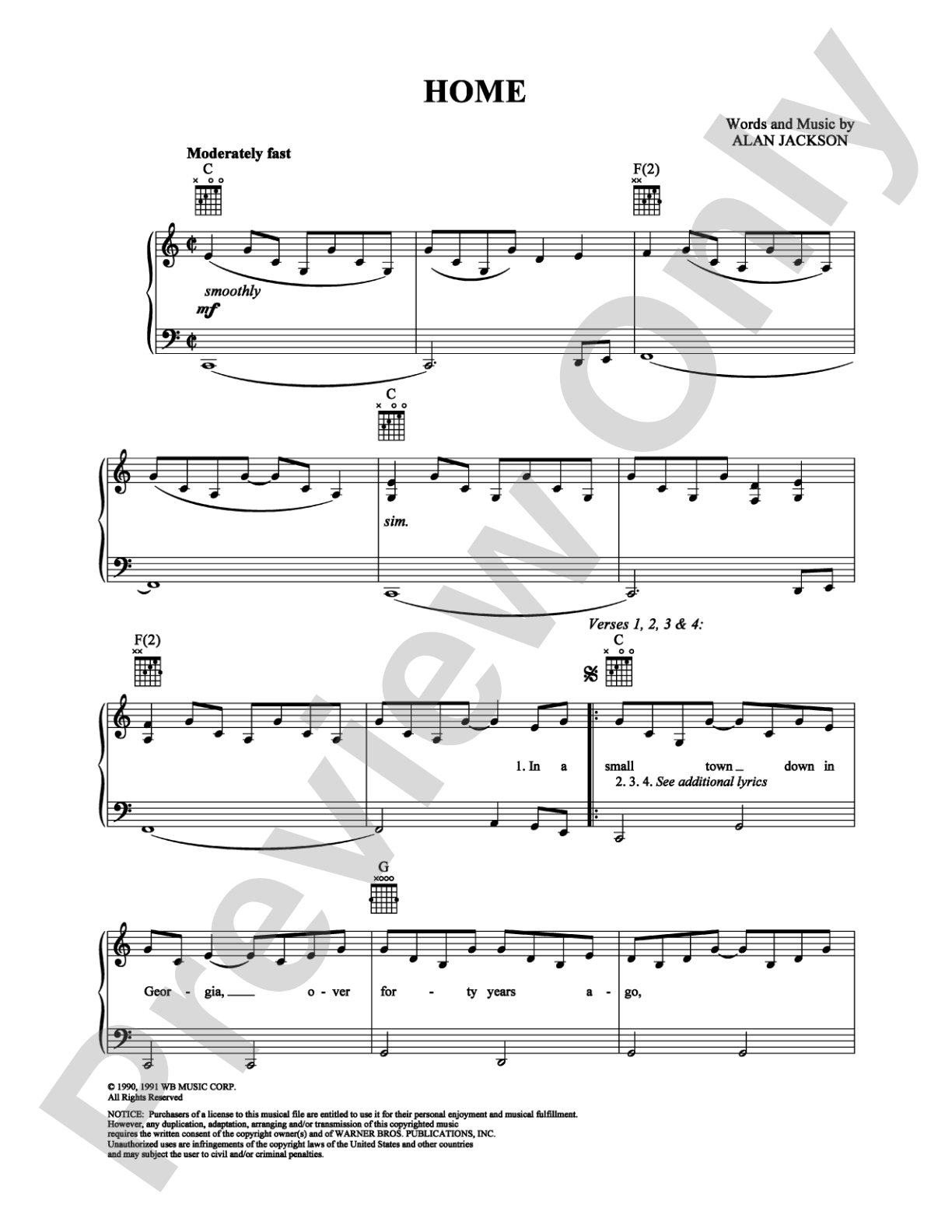 Home: Piano/Vocal/Chords Digital Sheet Music
