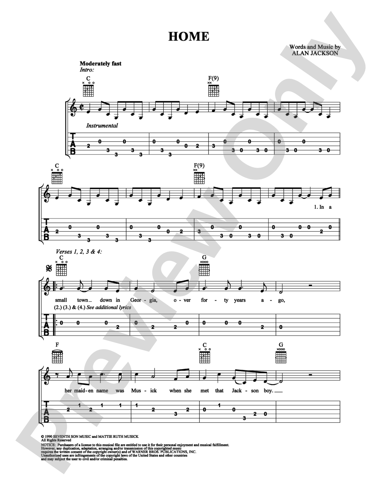 Home: Easy Guitar Digital Sheet Music