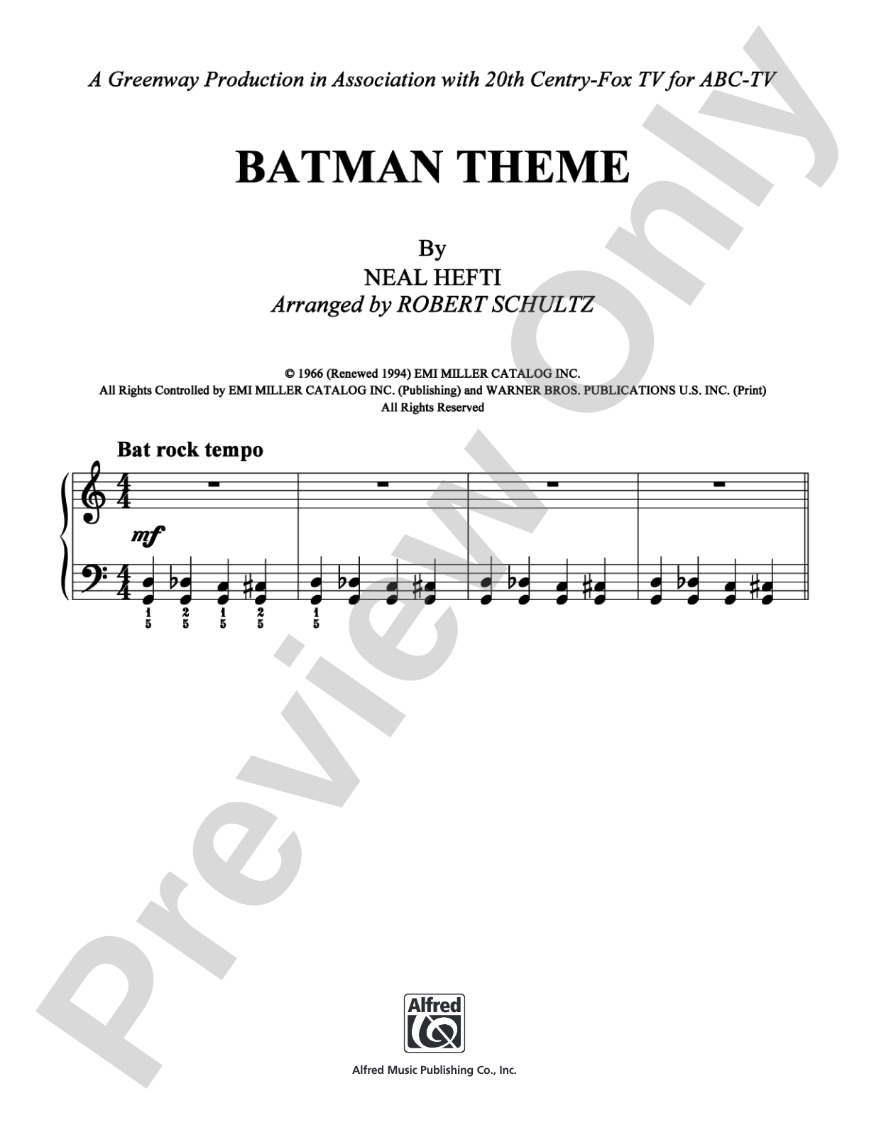 Batman Theme: Easy Piano Digital Sheet Music