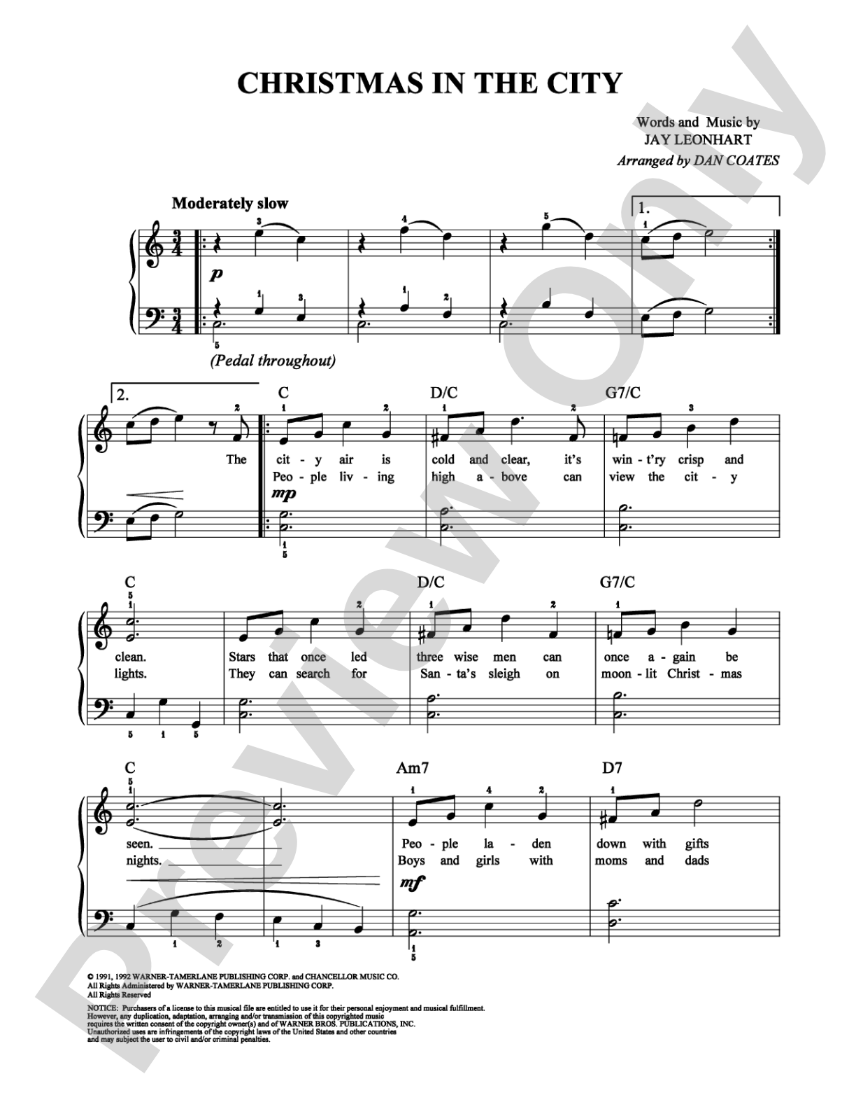 Christmas in the City: Easy Piano Digital Sheet Music