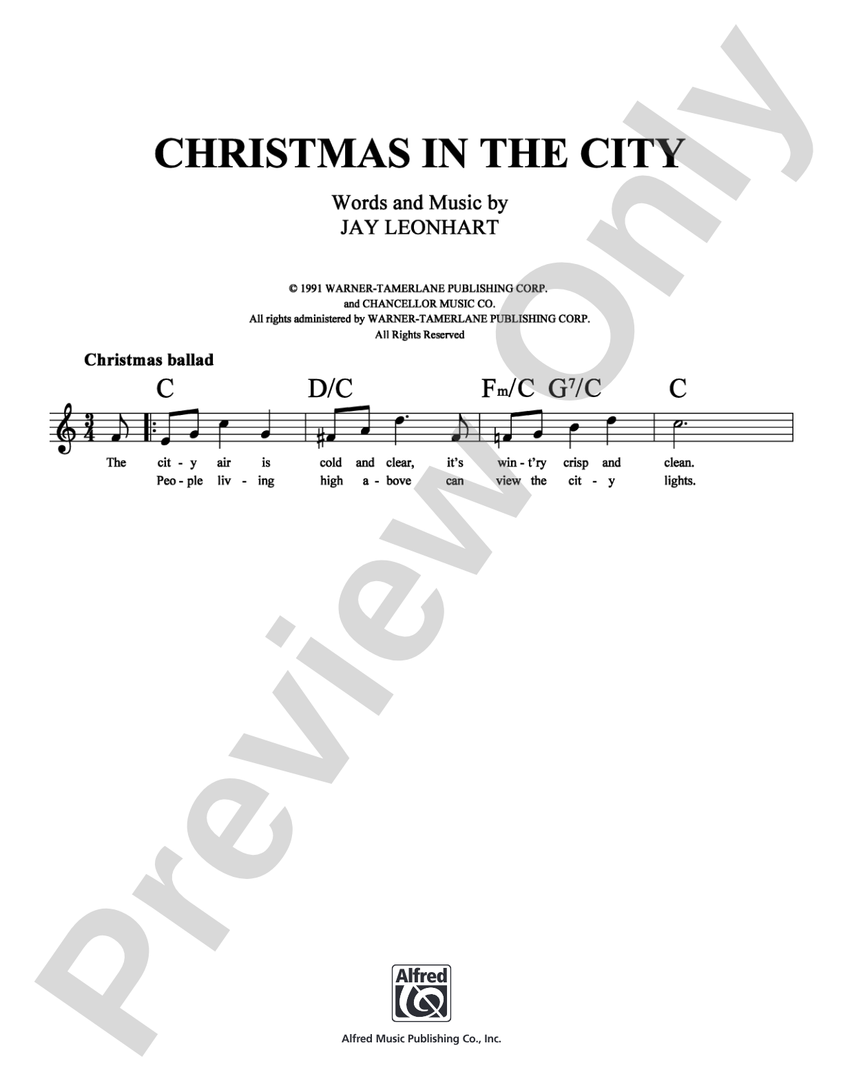 Christmas In The City: Lead Sheet Digital Sheet Music