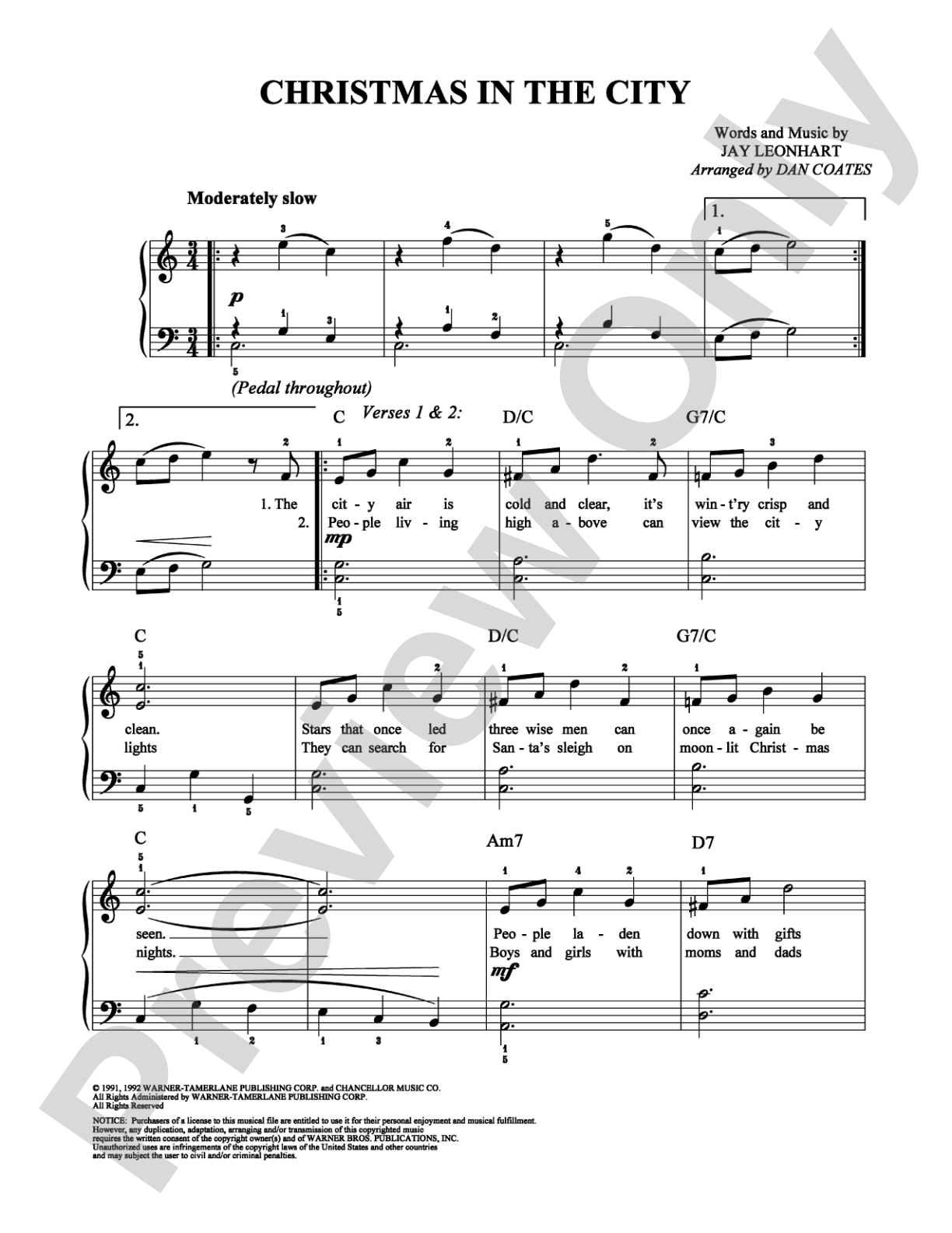 Christmas in the City: Easy Piano Digital Sheet Music
