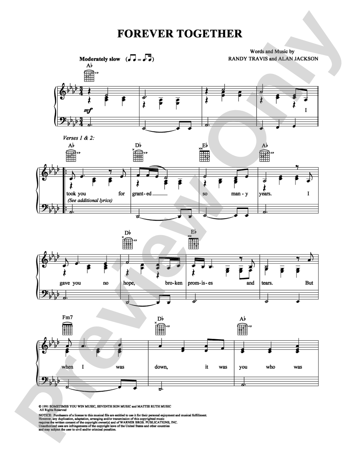 Forever Together: Piano/Vocal/Chords Digital Sheet Music