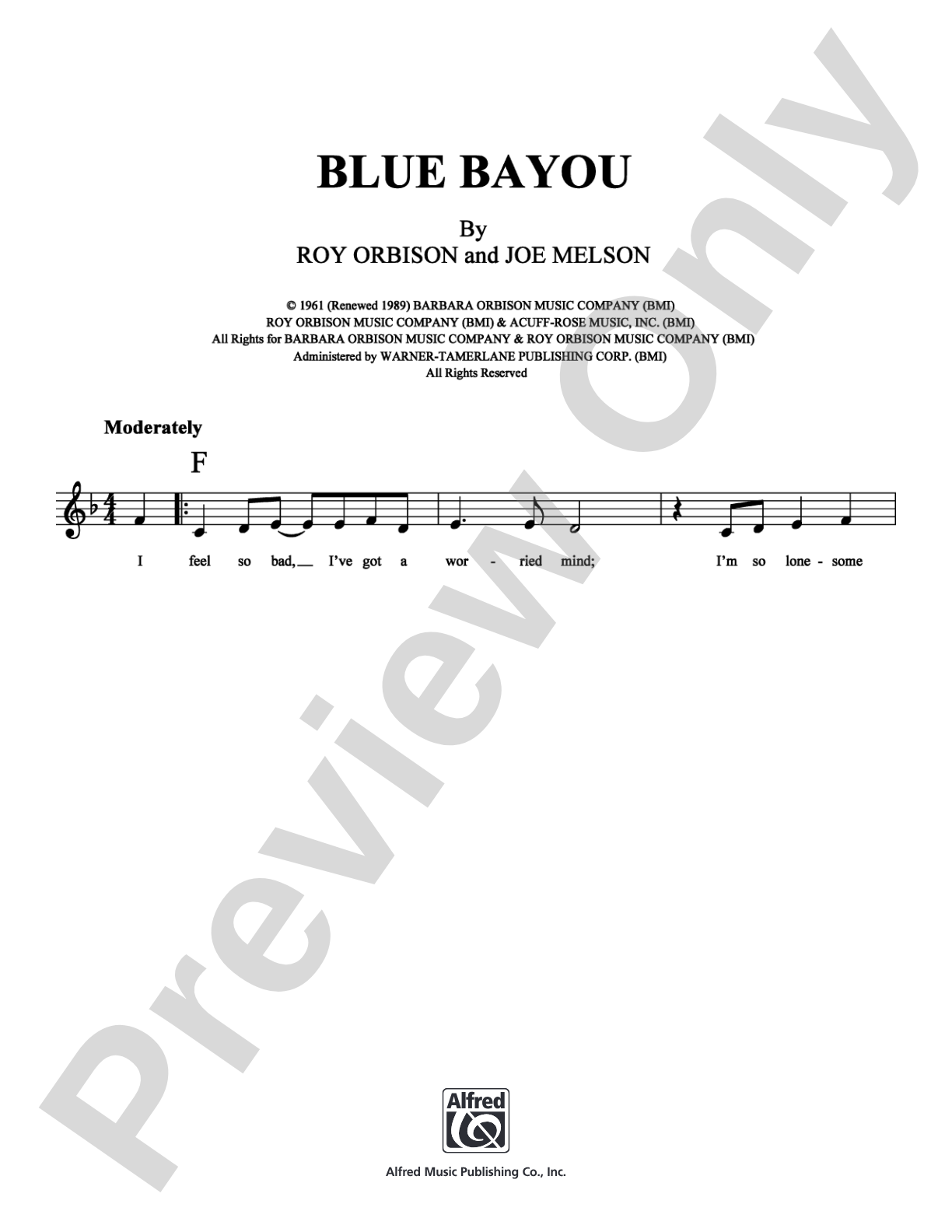 Blue Bayou: Lead Sheet Digital Sheet Music