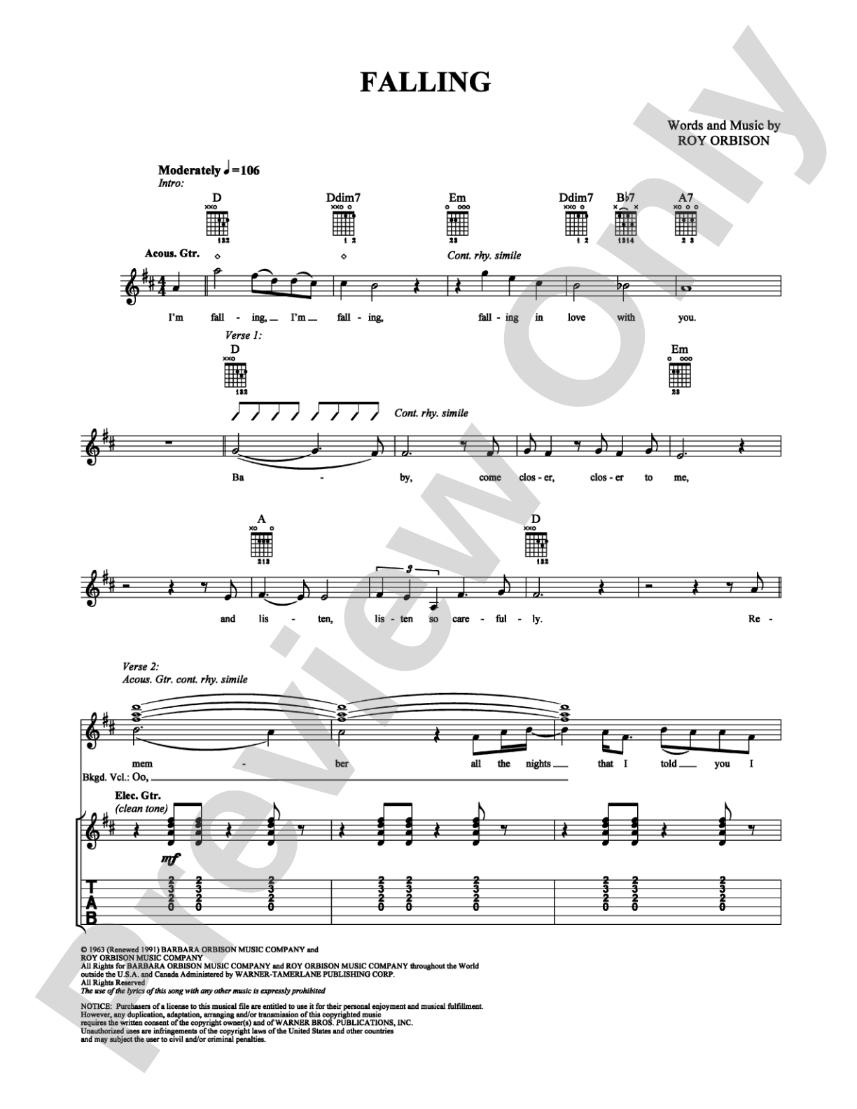 Falling: Guitar TAB Digital Sheet Music