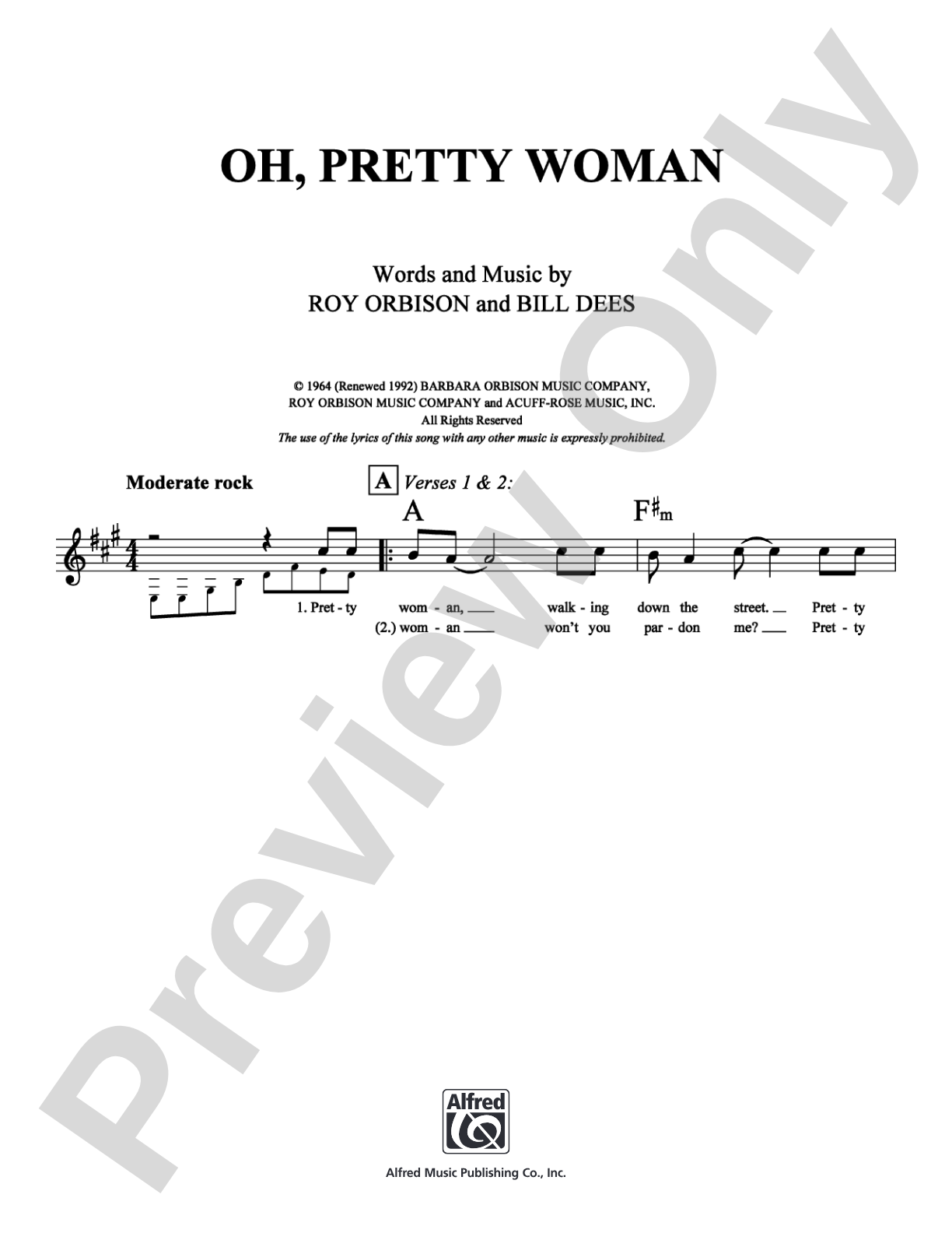 Oh, Pretty Woman: Lead Sheet Digital Sheet Music