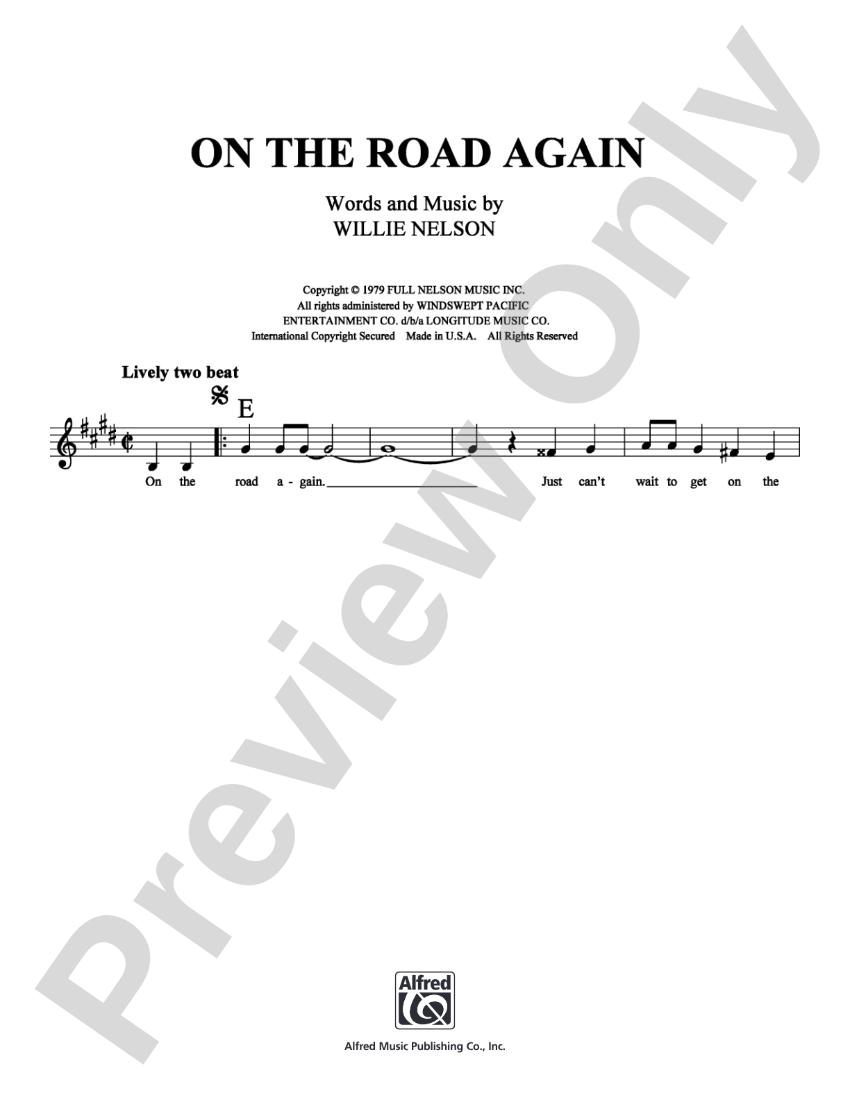 On The Road Again: Lead Sheet Digital Sheet Music