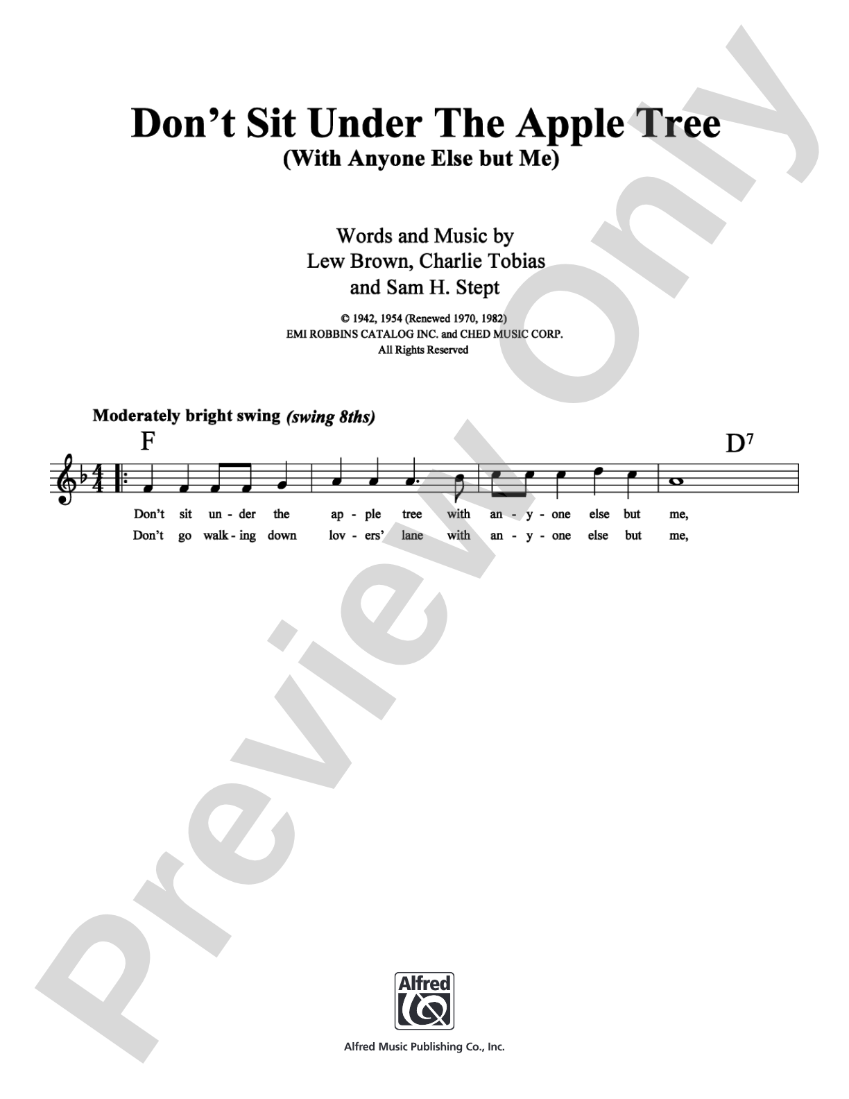 Don't Sit Under The Apple Tree (With Anyone Else But Me): Lead Sheet Digital Sheet Music
