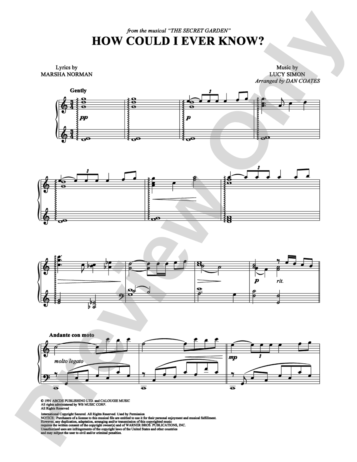 How Could I Ever Know?: Piano Digital Sheet Music