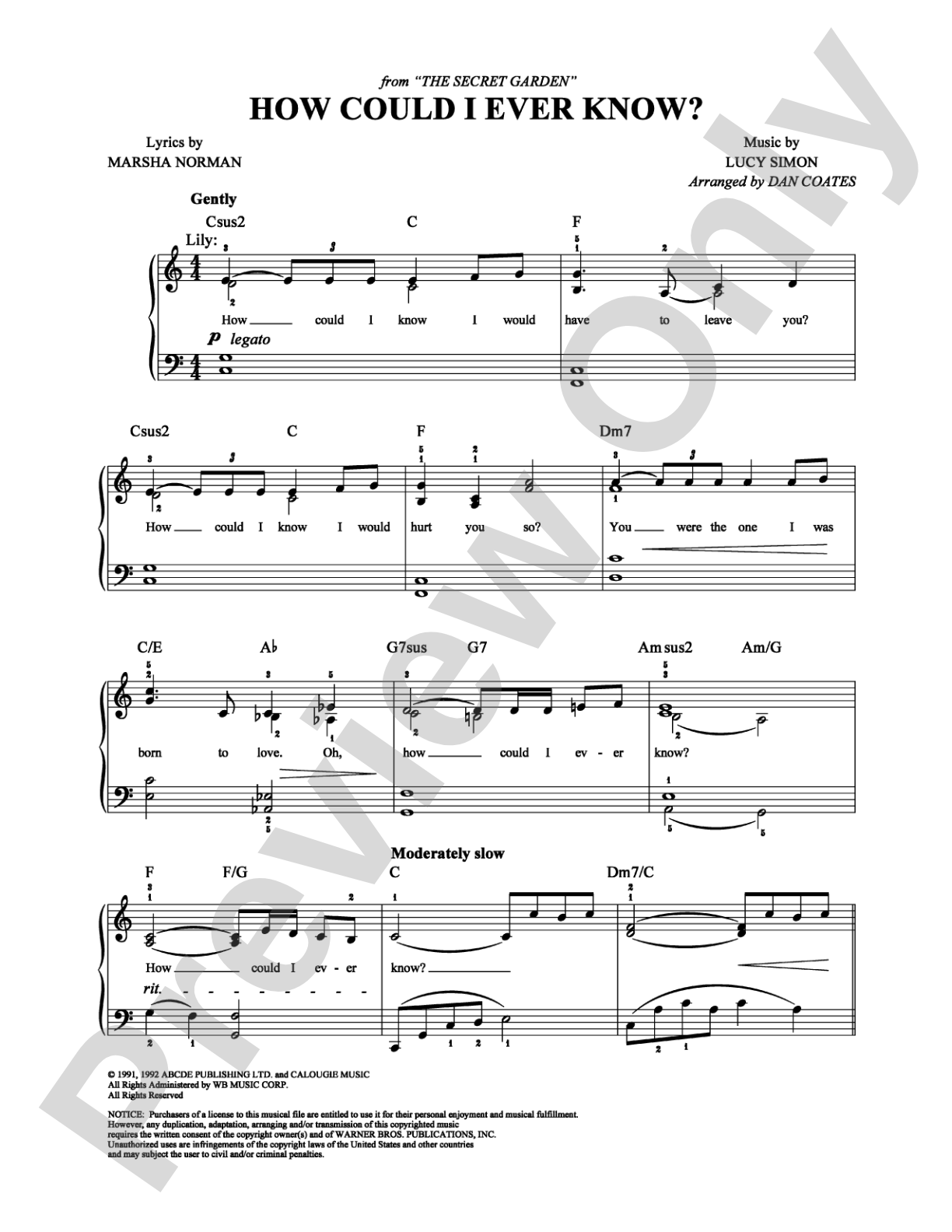 How Could I Ever Know?: Easy Piano Digital Sheet Music