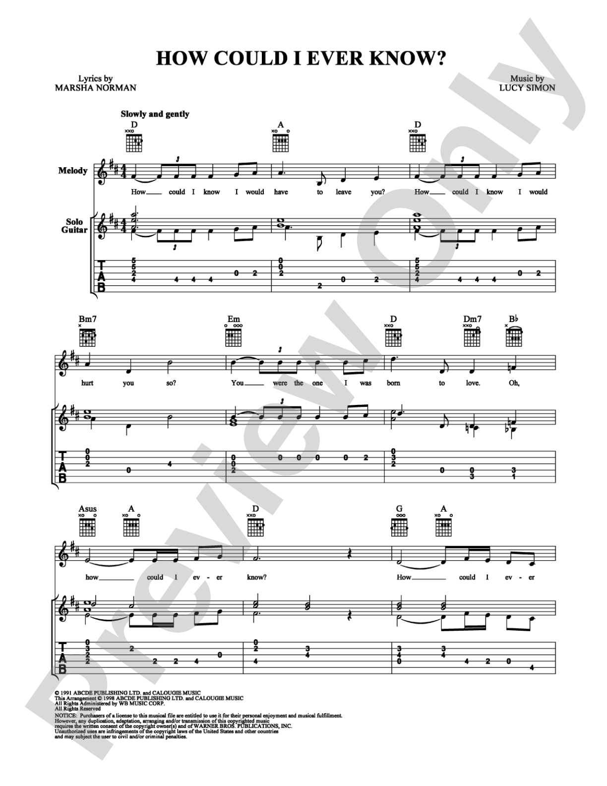 How Could I Ever Know?: Guitar TAB Digital Sheet Music