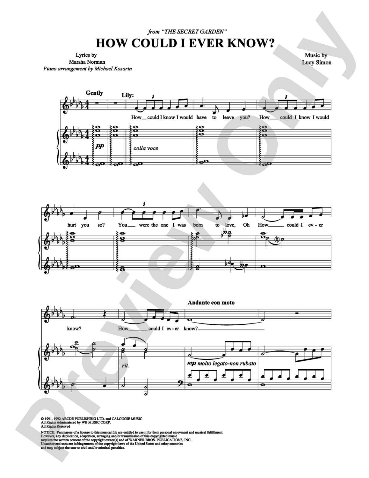 How Could I Ever Know?: Piano/Vocal/Chords Digital Sheet Music