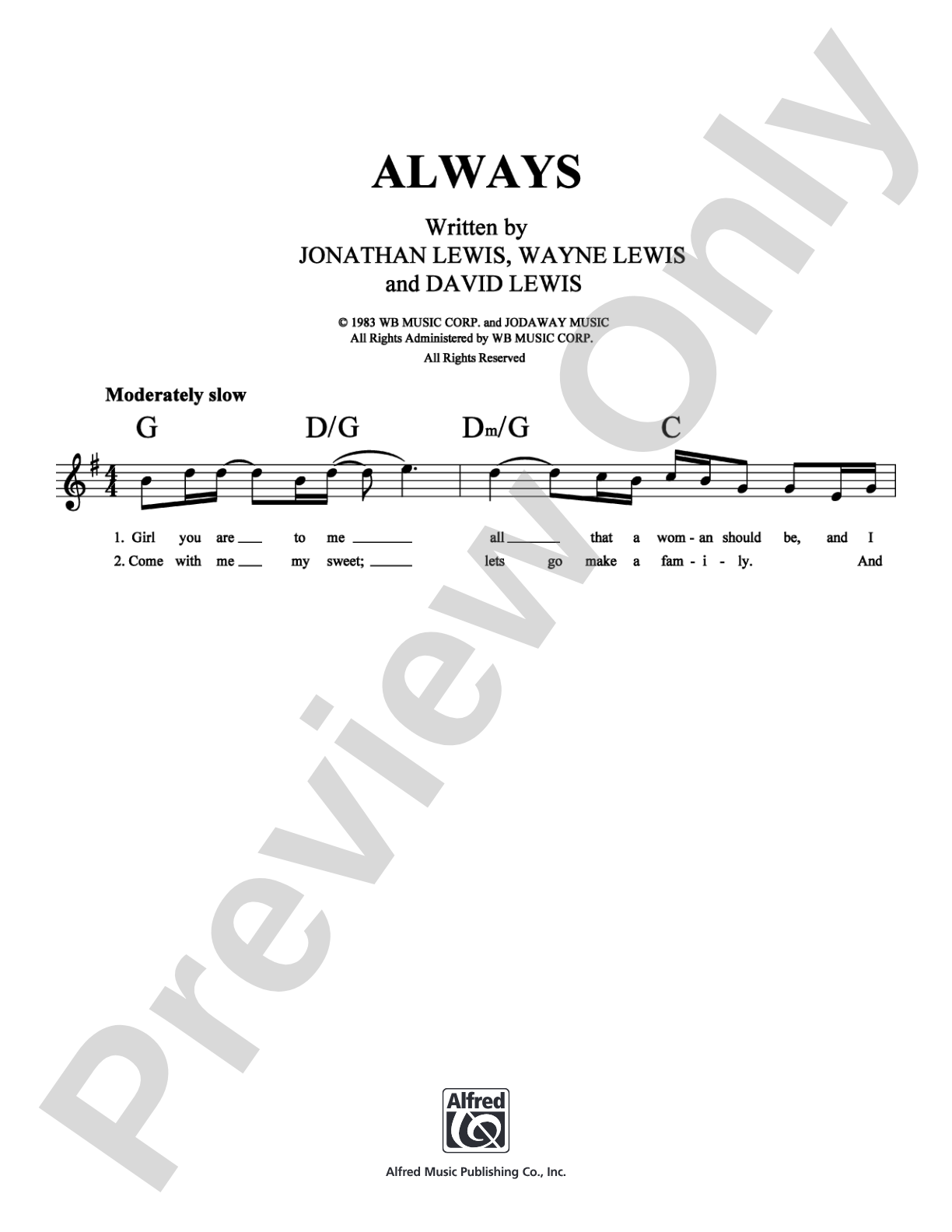 Always: Lead Sheet Digital Sheet Music
