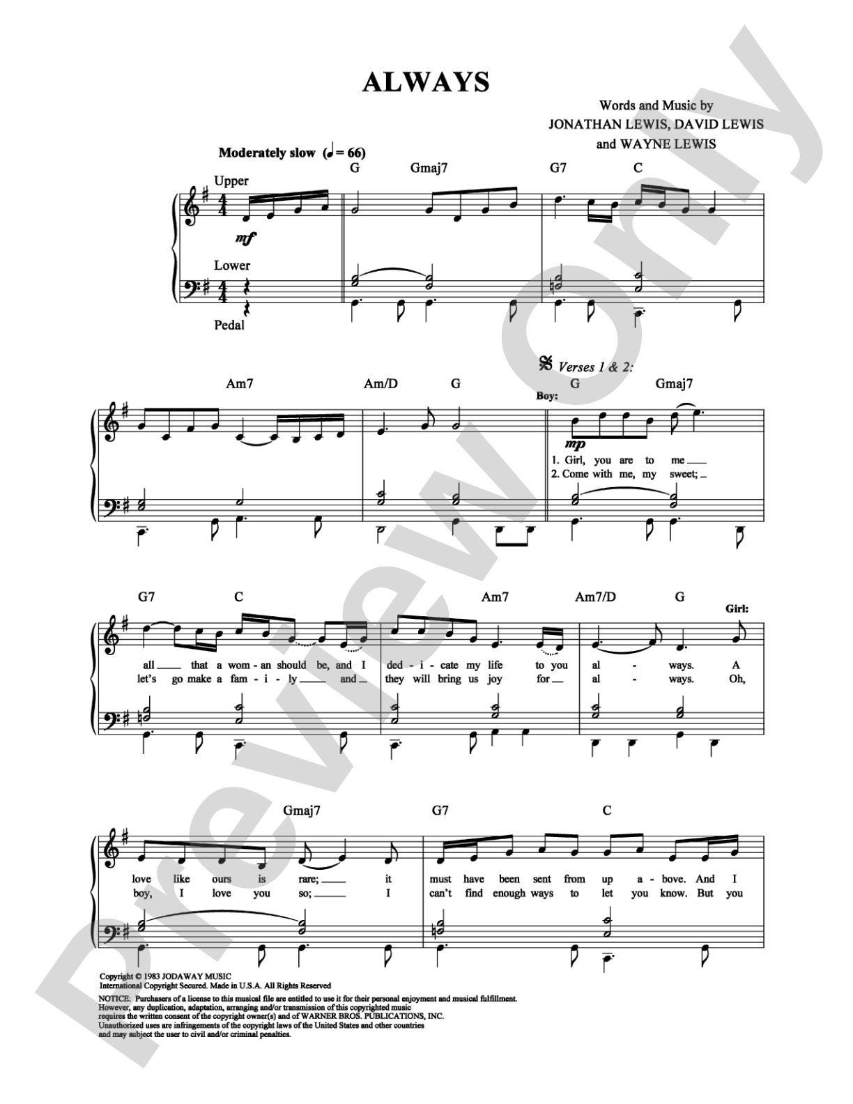 Always: Organ Digital Sheet Music