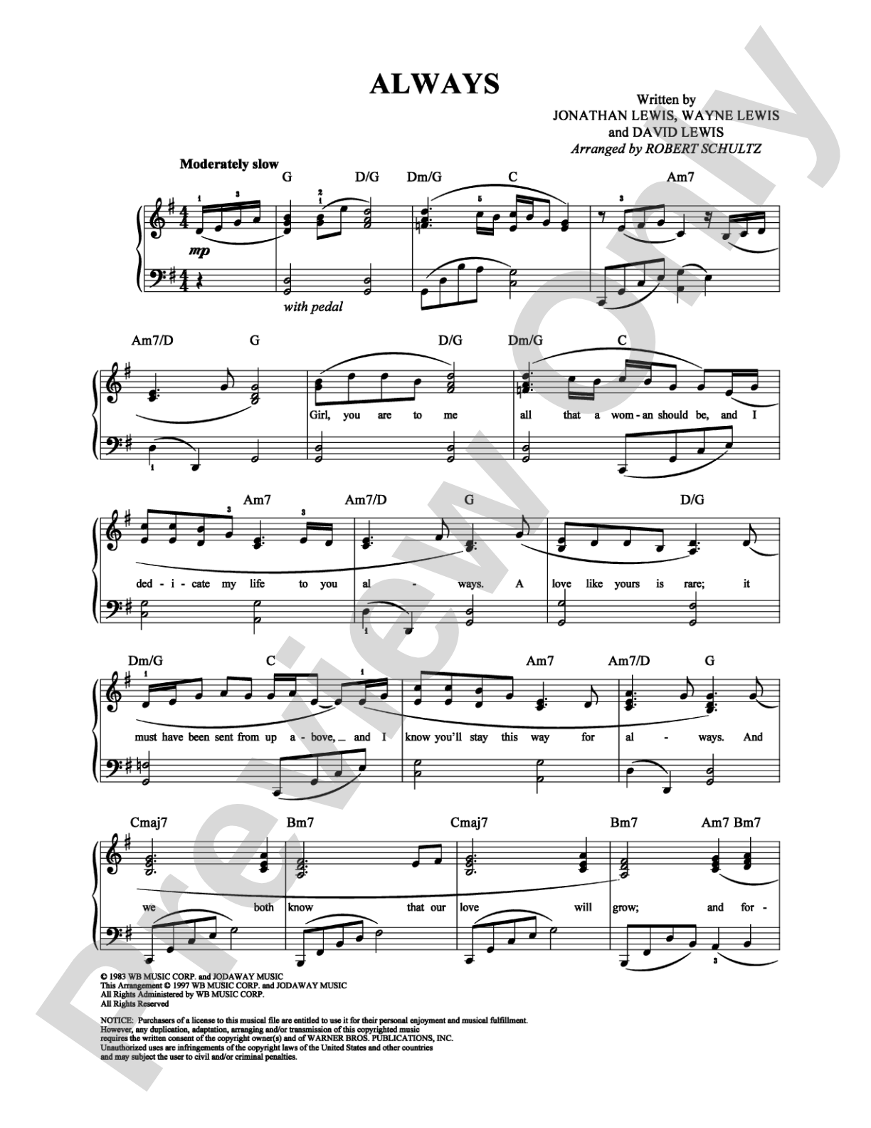 Always: Piano/Vocal/Chords Digital Sheet Music