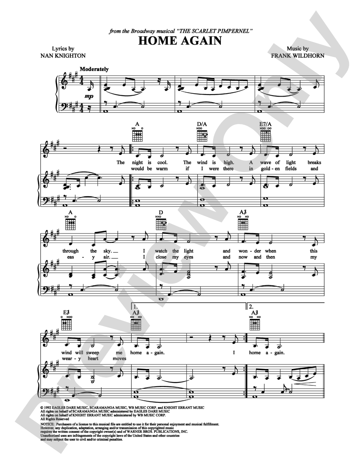 Home Again: Piano/Vocal/Chords Digital Sheet Music