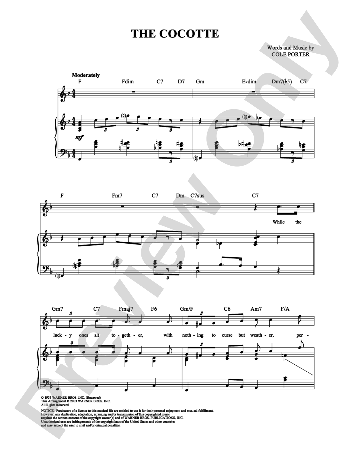 The Cocotte: Piano/Vocal/Chords Digital Sheet Music