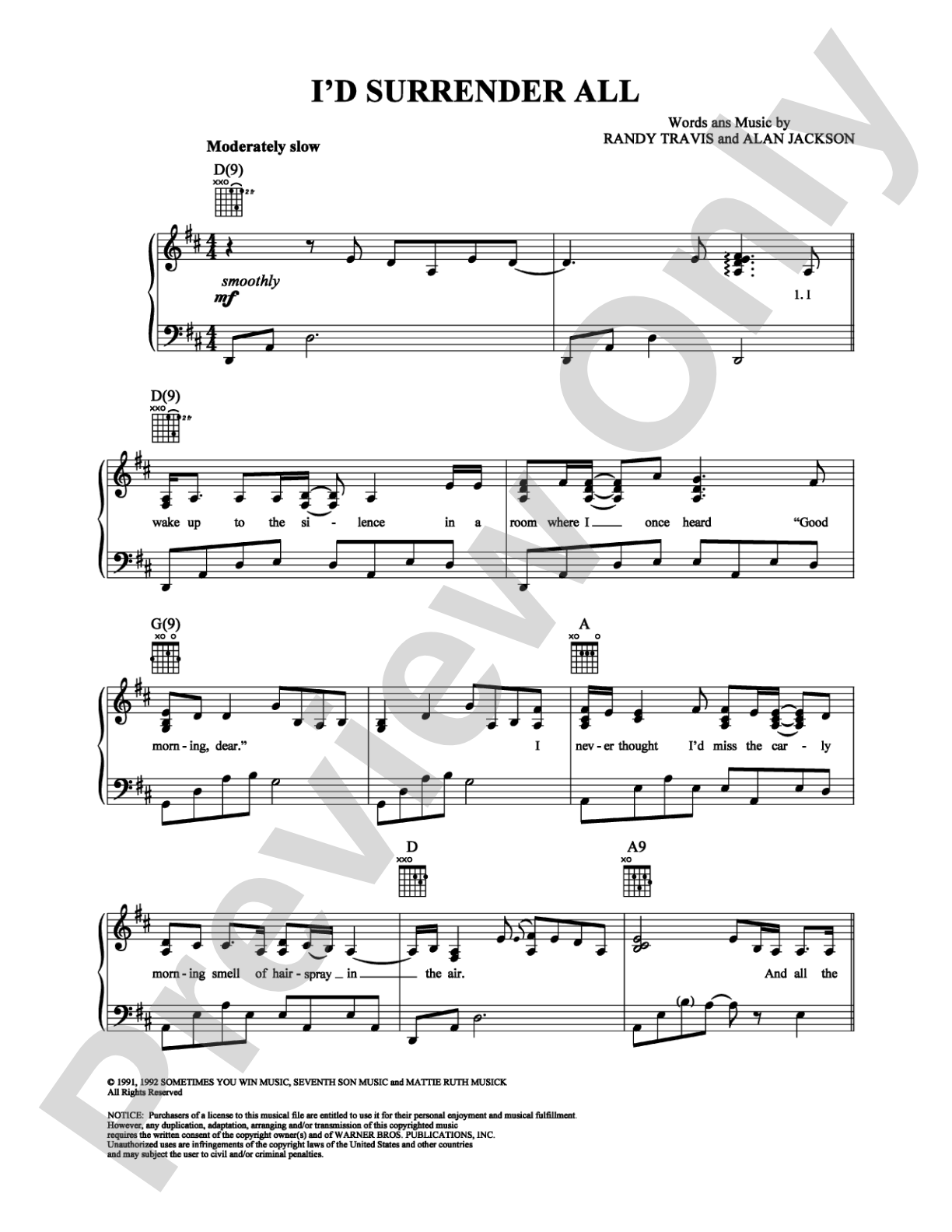 I'd Surrender All: Piano/Vocal/Chords Digital Sheet Music