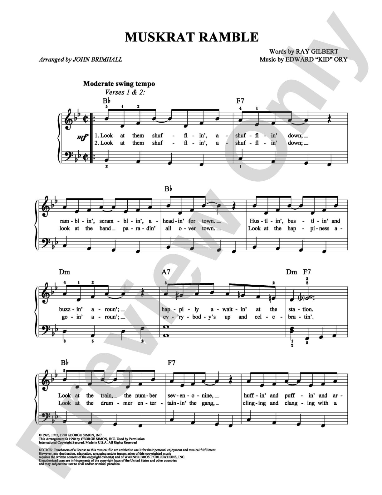 Muskrat Ramble: Easy Piano Digital Sheet Music